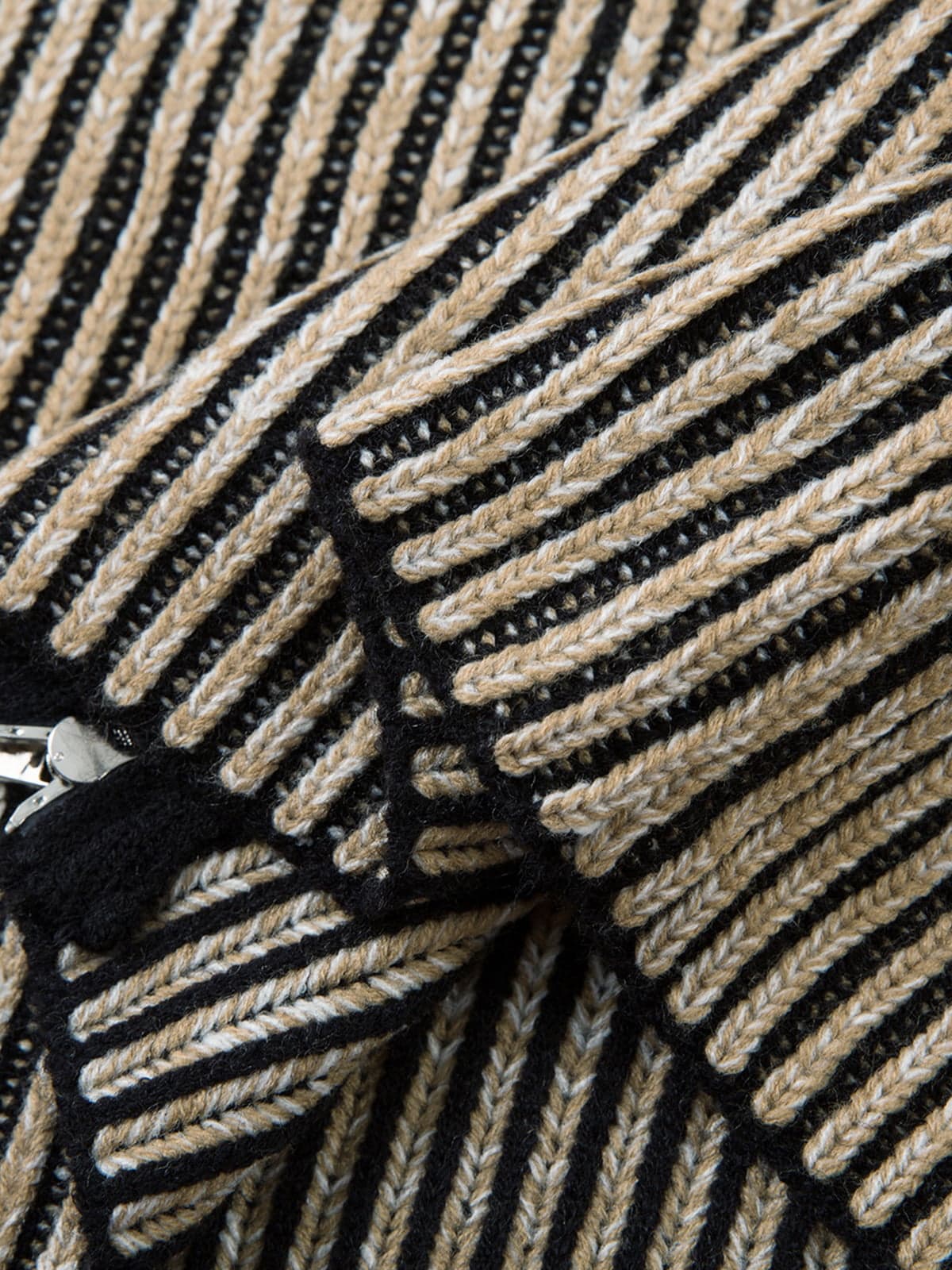 Knitted Retro Zipper Cardigan Stand Collar Vertical Striped Sweater - Image 6