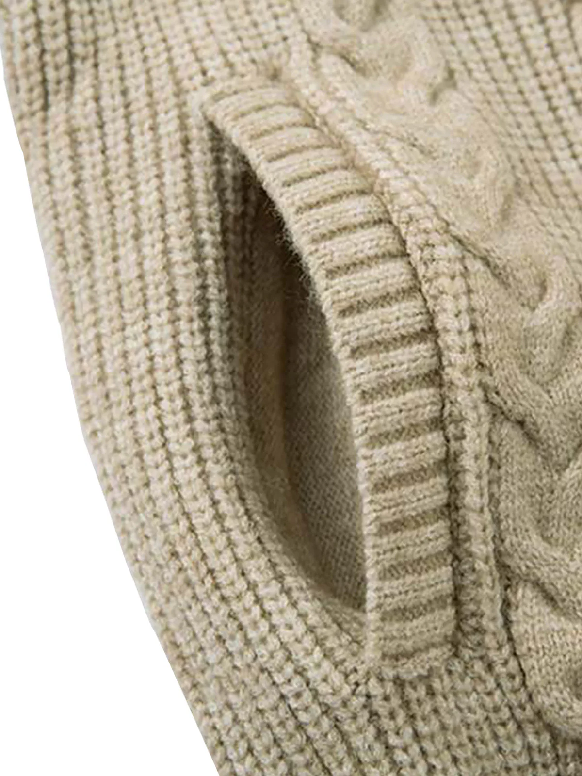 Knitted Vintage Floral Wheat Ear Pattern Double Zip Sweater - Image 8