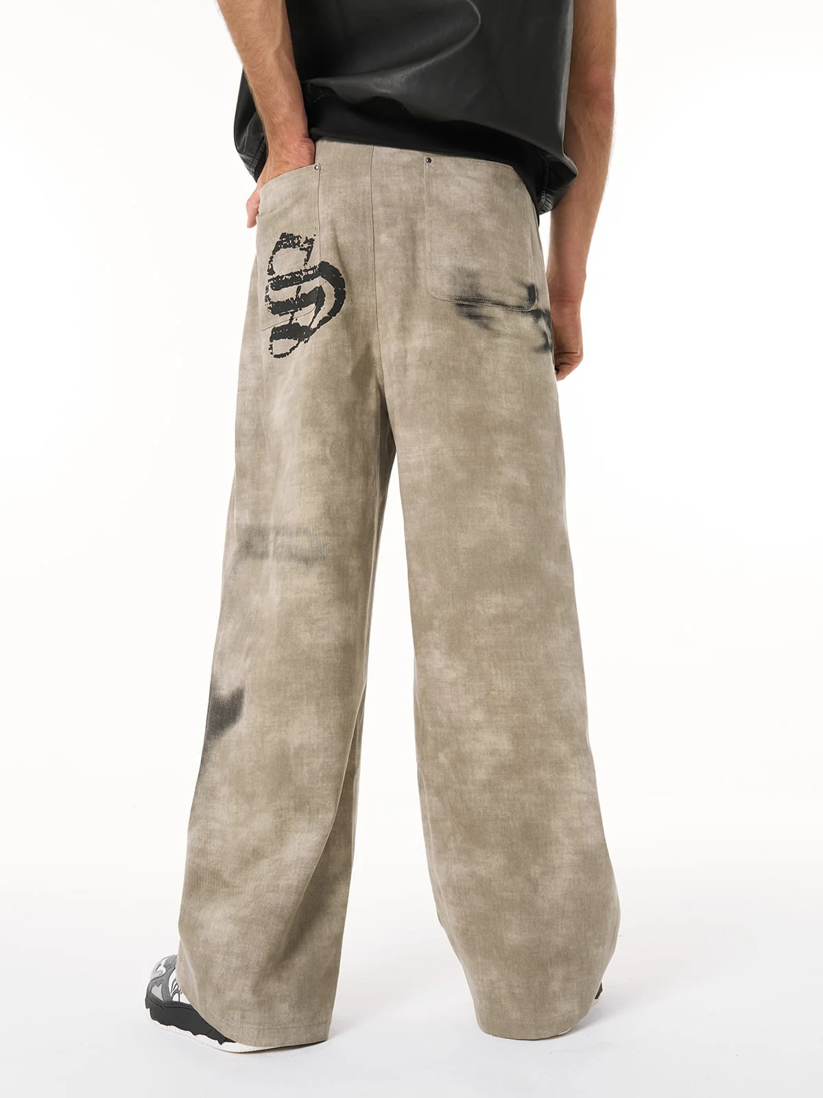 Original Large Cross Angel Print Distressed Jeans - Image 5