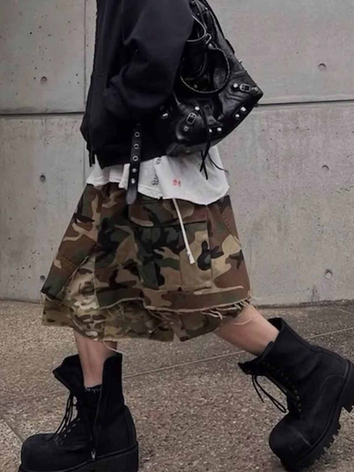 Layered Camouflage Multi-Pocket Cargo Jorts - Image 2