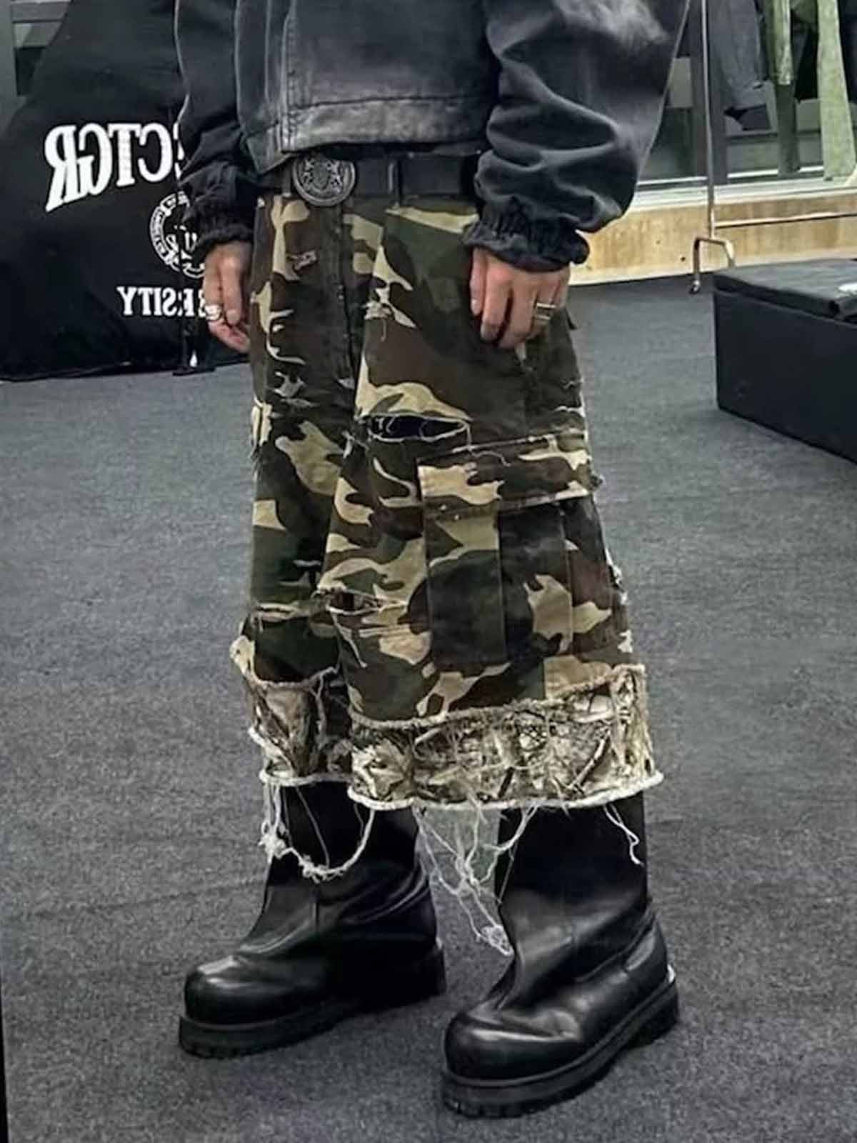 Layered Camouflage Multi-Pocket Cargo Jorts - Image 4