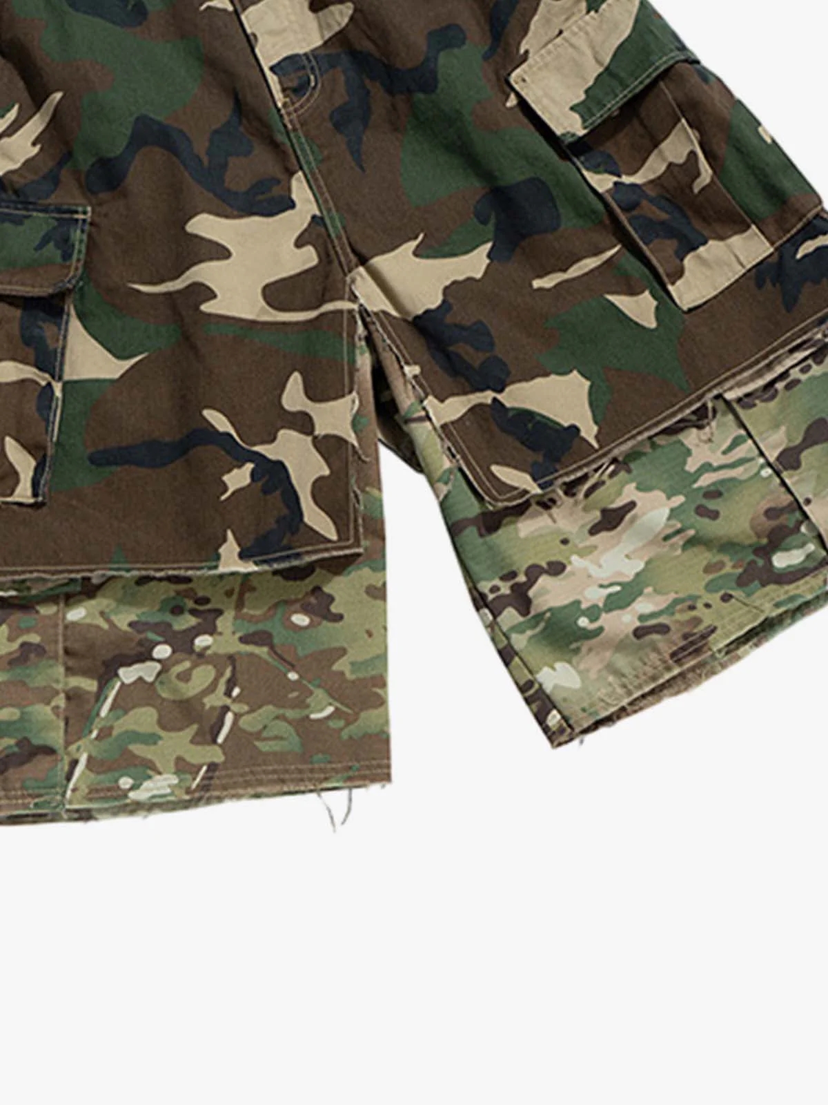 Layered Camouflage Multi-Pocket Cargo Jorts - Image 7