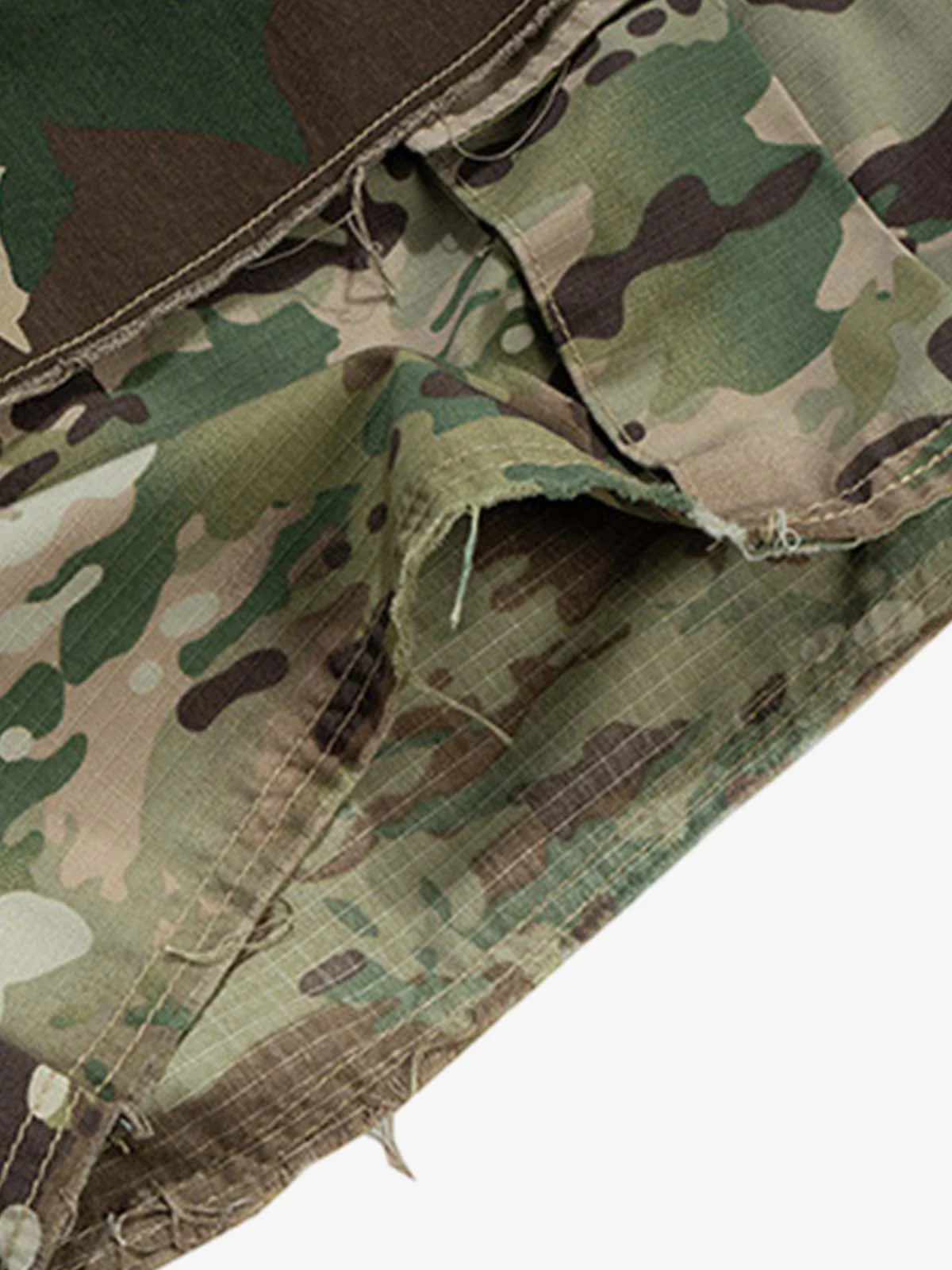 Layered Camouflage Multi-Pocket Cargo Jorts - Image 9