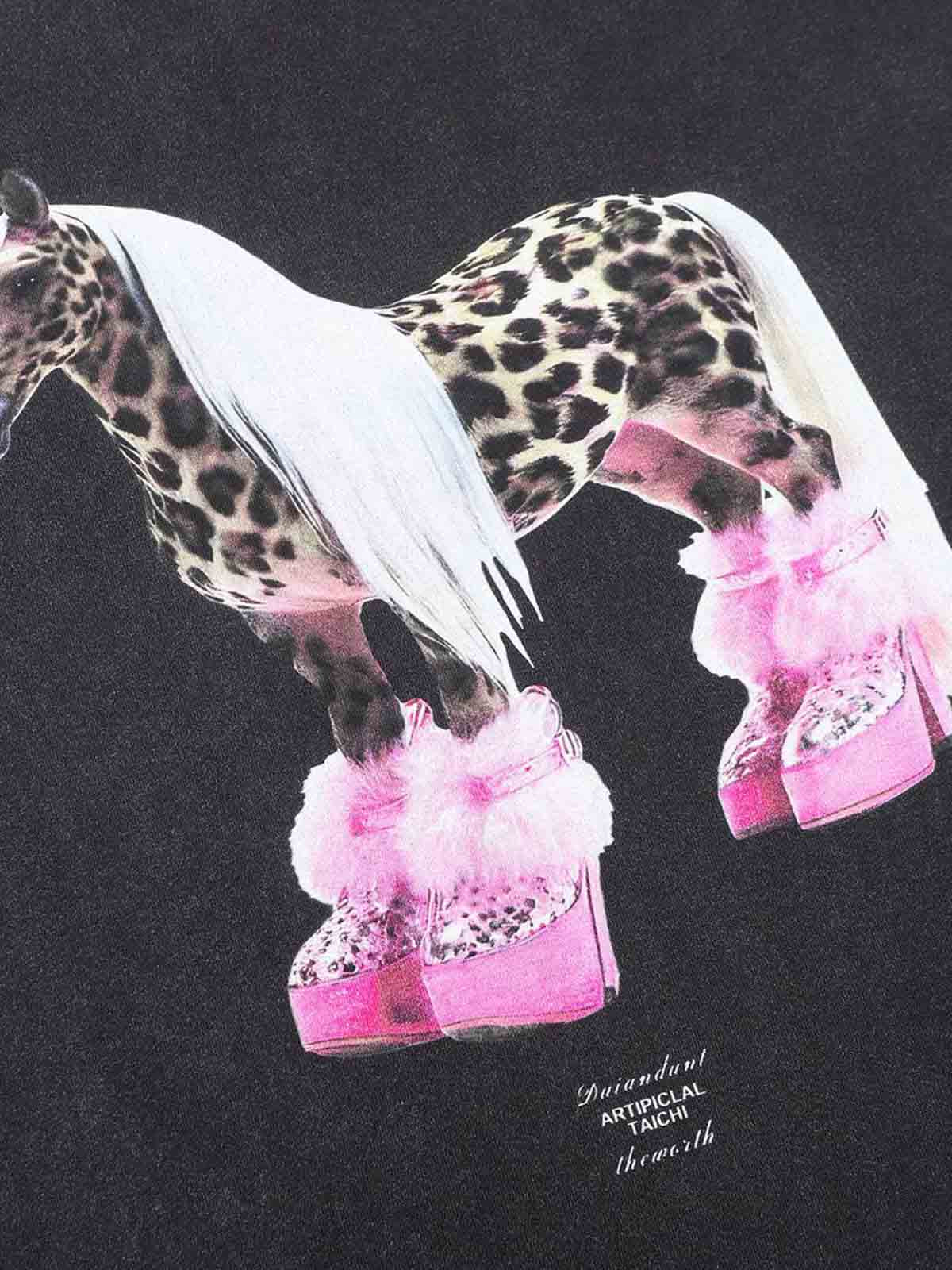 Layered Leopard Horse Graphic Long Sleeve T-Shirt - Image 5