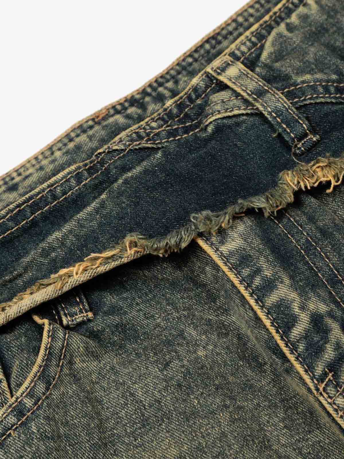 Layered Waist Tie Detail Vintage Wash Jeans - Image 4
