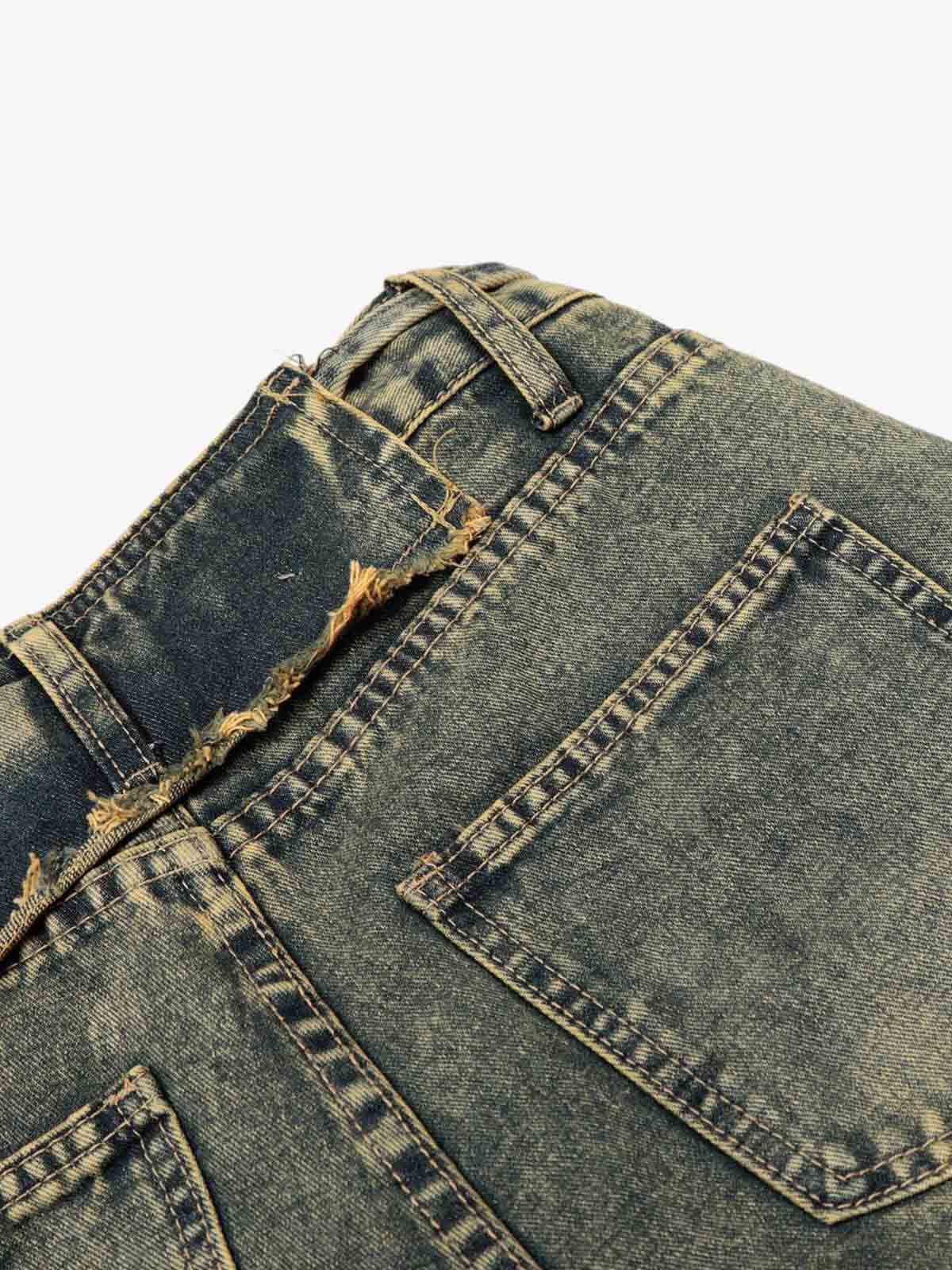 Layered Waist Tie Detail Vintage Wash Jeans - Image 7