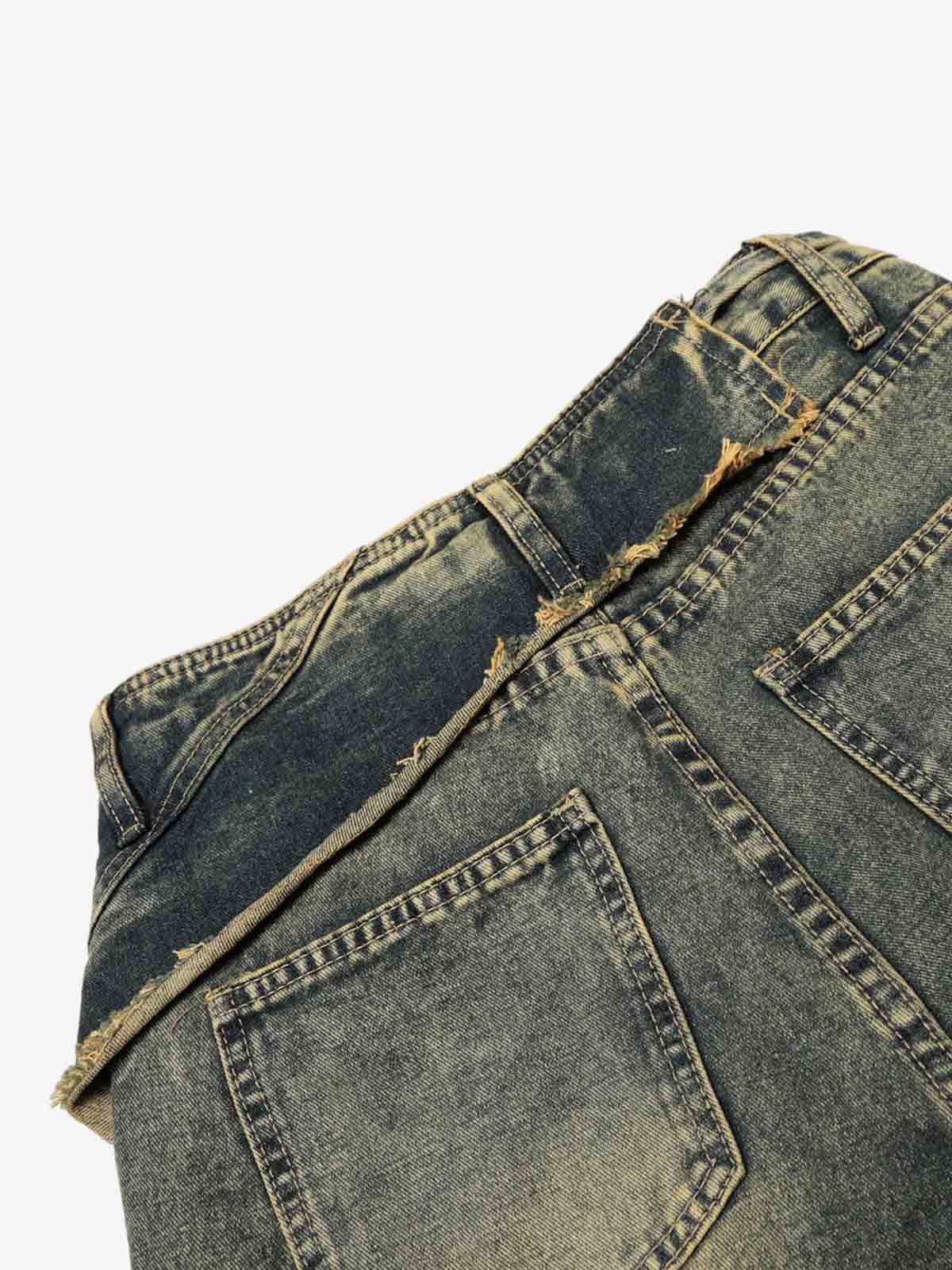 Layered Waist Tie Detail Vintage Wash Jeans - Image 8