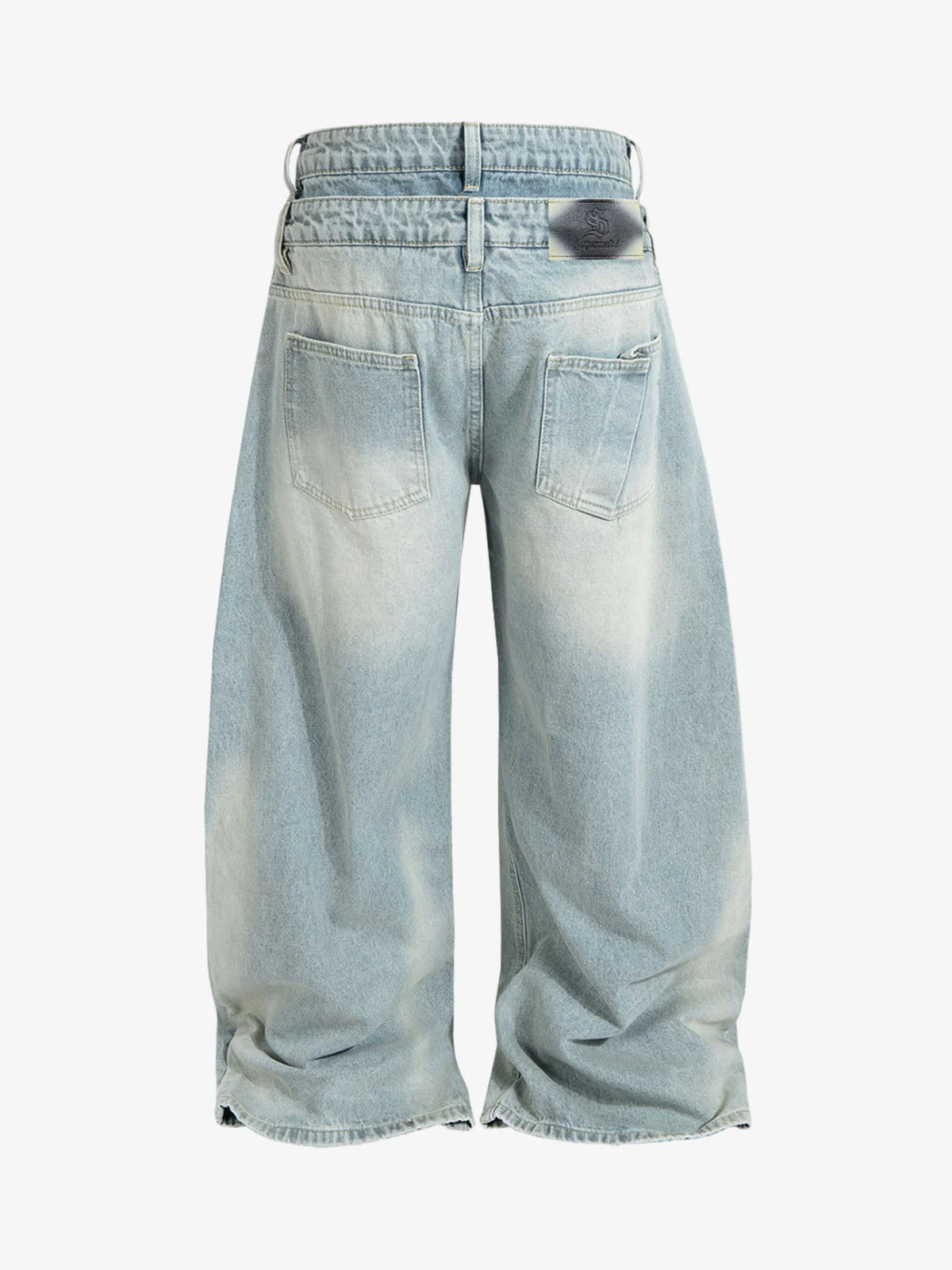 Layered Waist Vintage Washed Wide Leg Jeans - Image 2