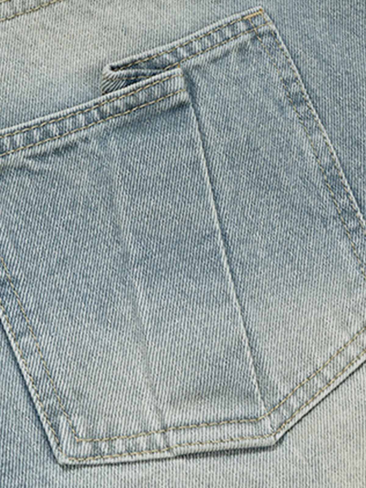 Layered Waist Vintage Washed Wide Leg Jeans - Image 6