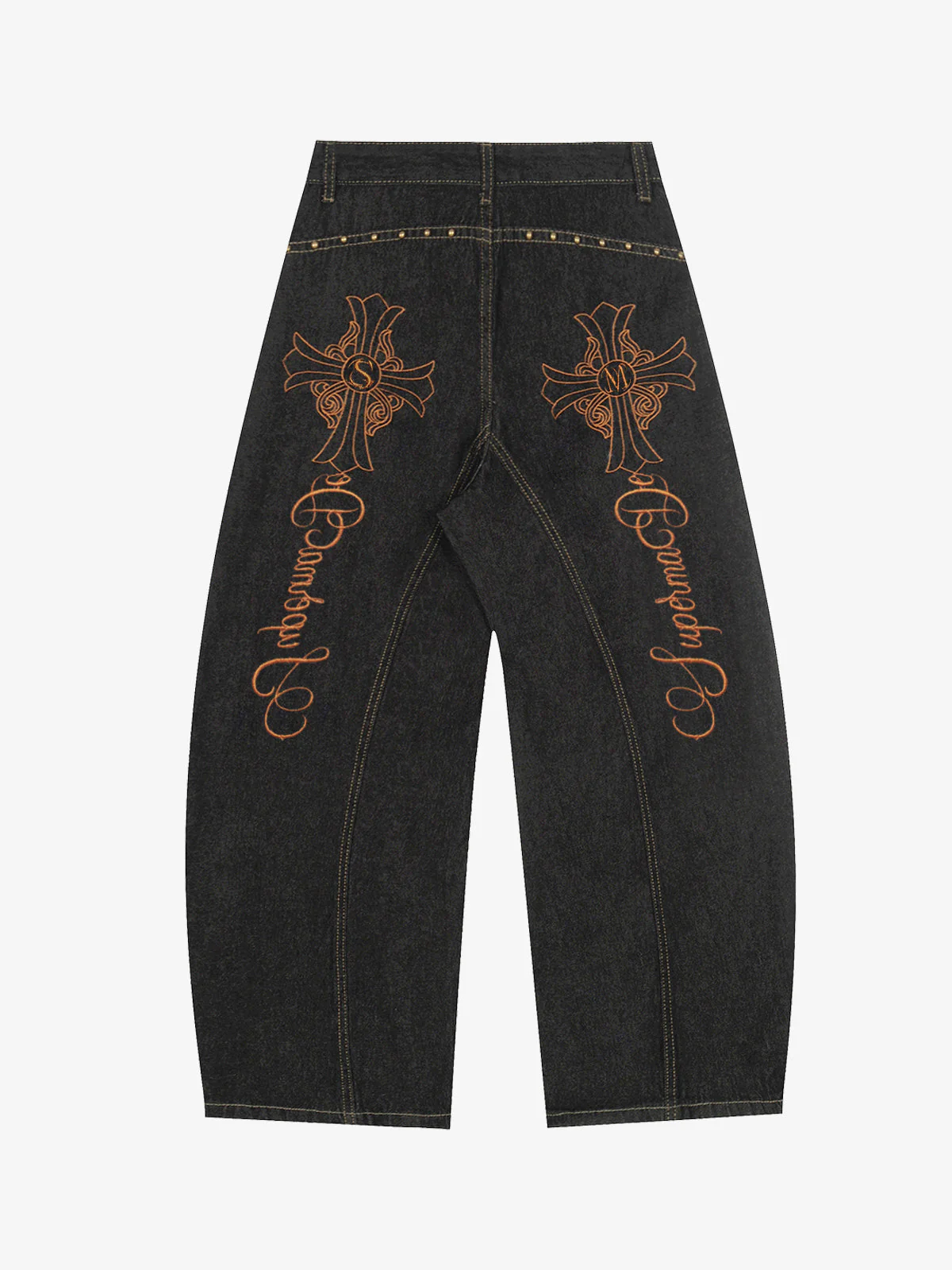 Leopard Patch Embroidered Curved-Leg Jeans - Image 2