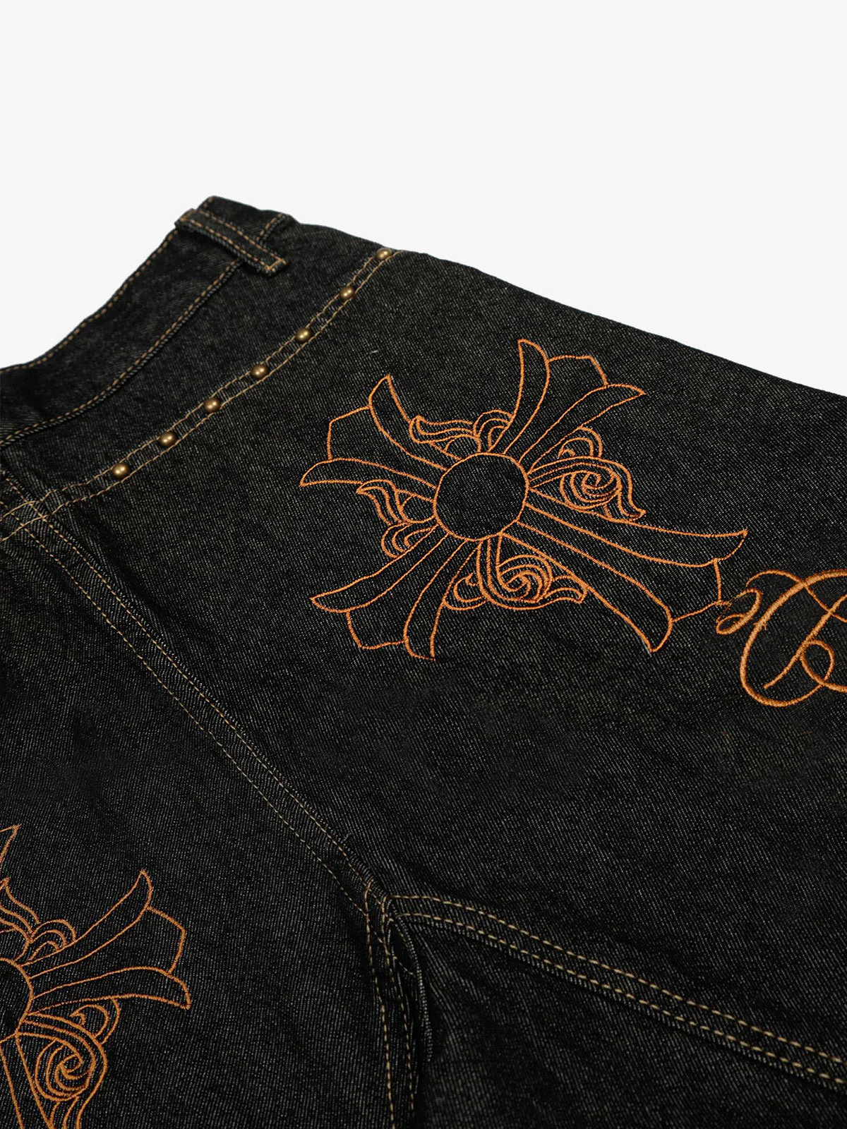 Leopard Patch Embroidered Curved-Leg Jeans - Image 4