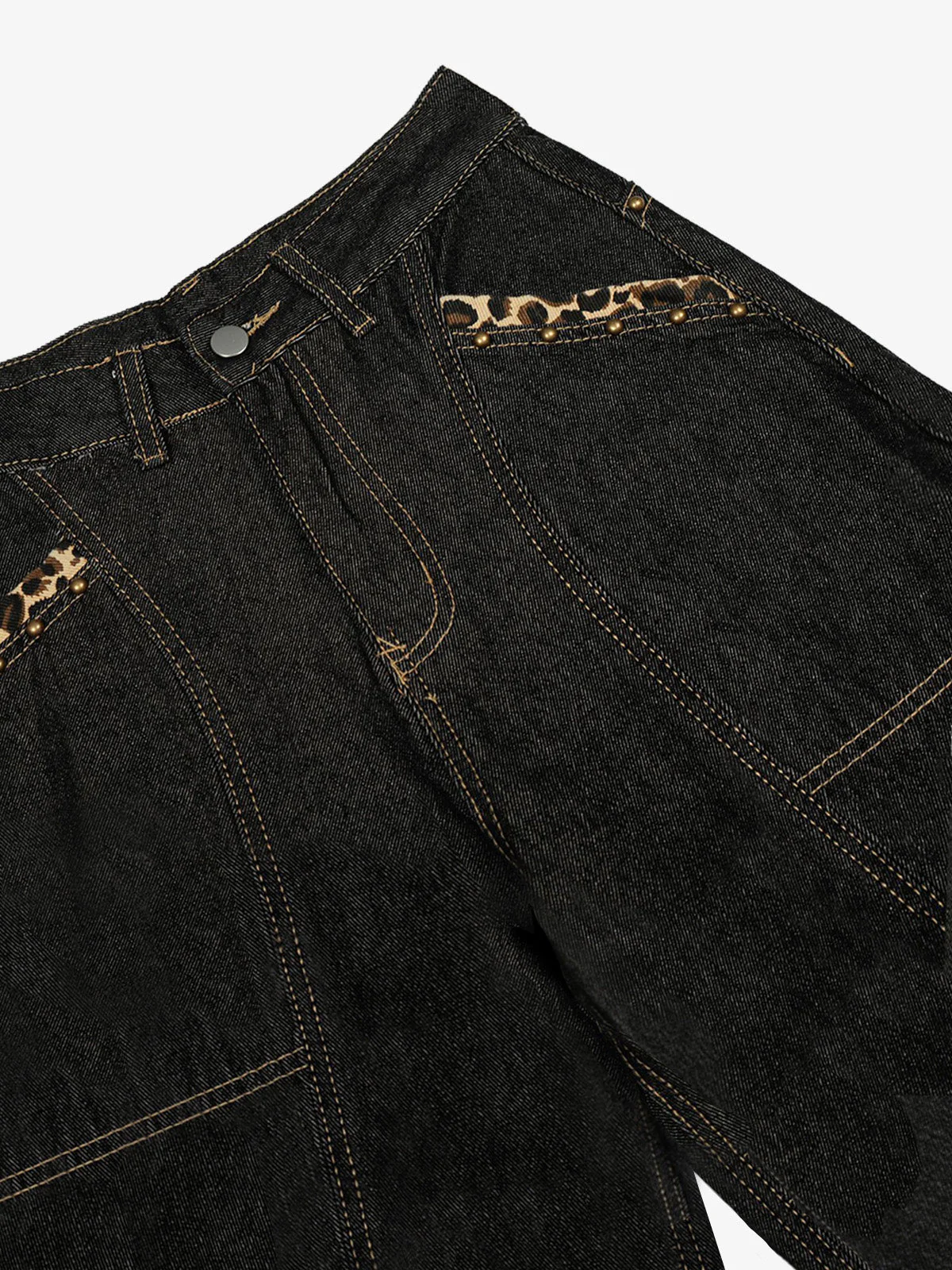 Leopard Patch Embroidered Curved-Leg Jeans - Image 6