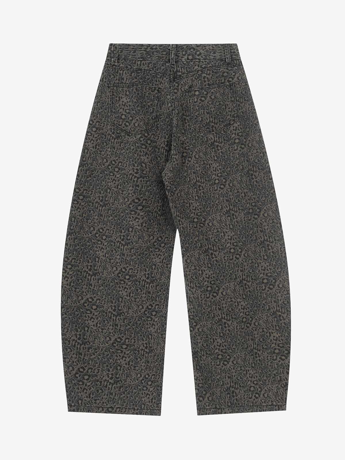Leopard Pleated Wide Leg Denim Barrel Jeans - Image 2