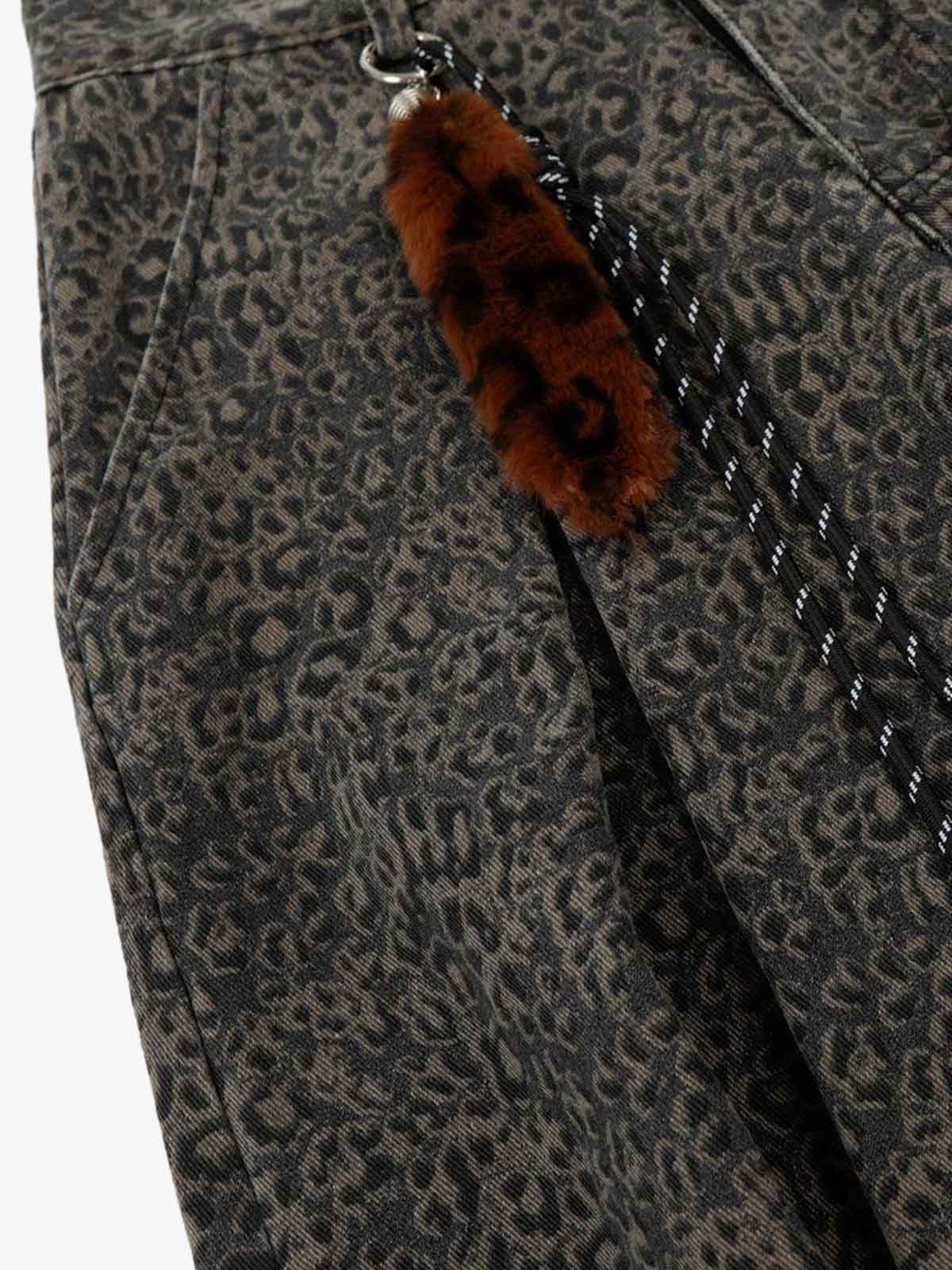 Leopard Pleated Wide Leg Denim Barrel Jeans - Image 3