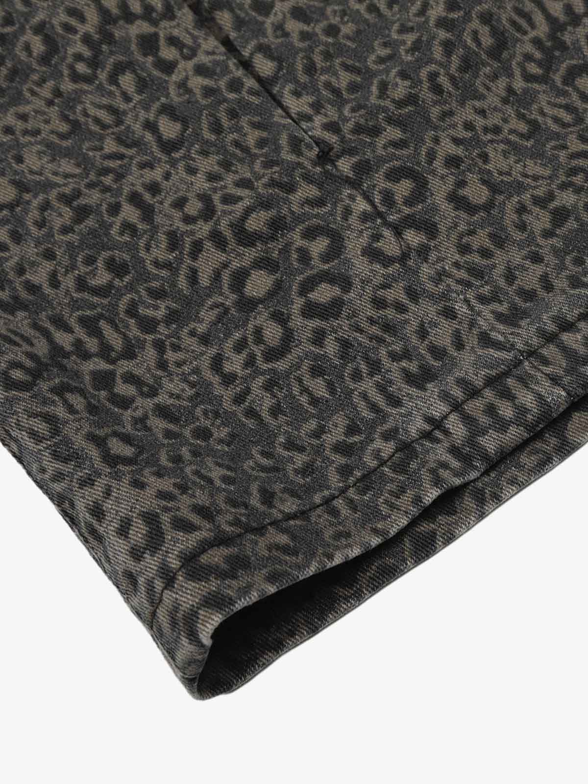 Leopard Pleated Wide Leg Denim Barrel Jeans - Image 4