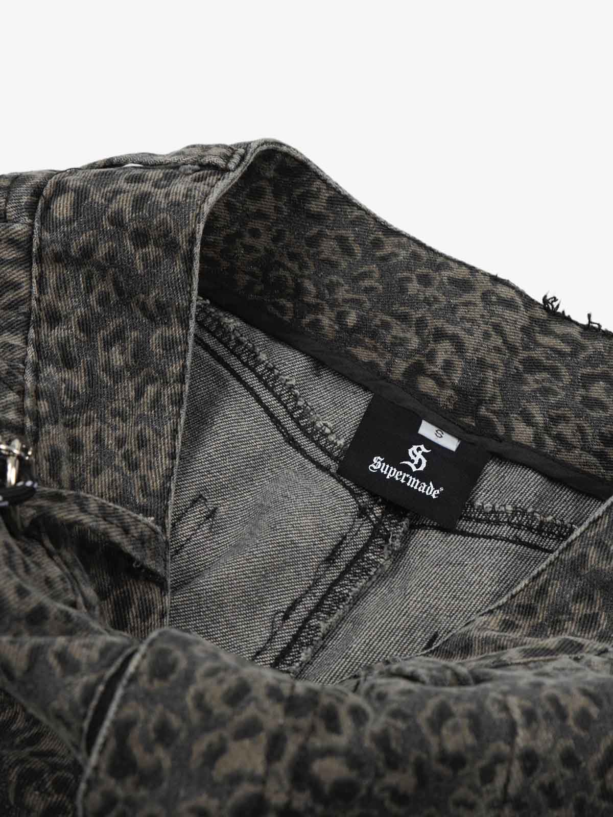 Leopard Pleated Wide Leg Denim Barrel Jeans - Image 7