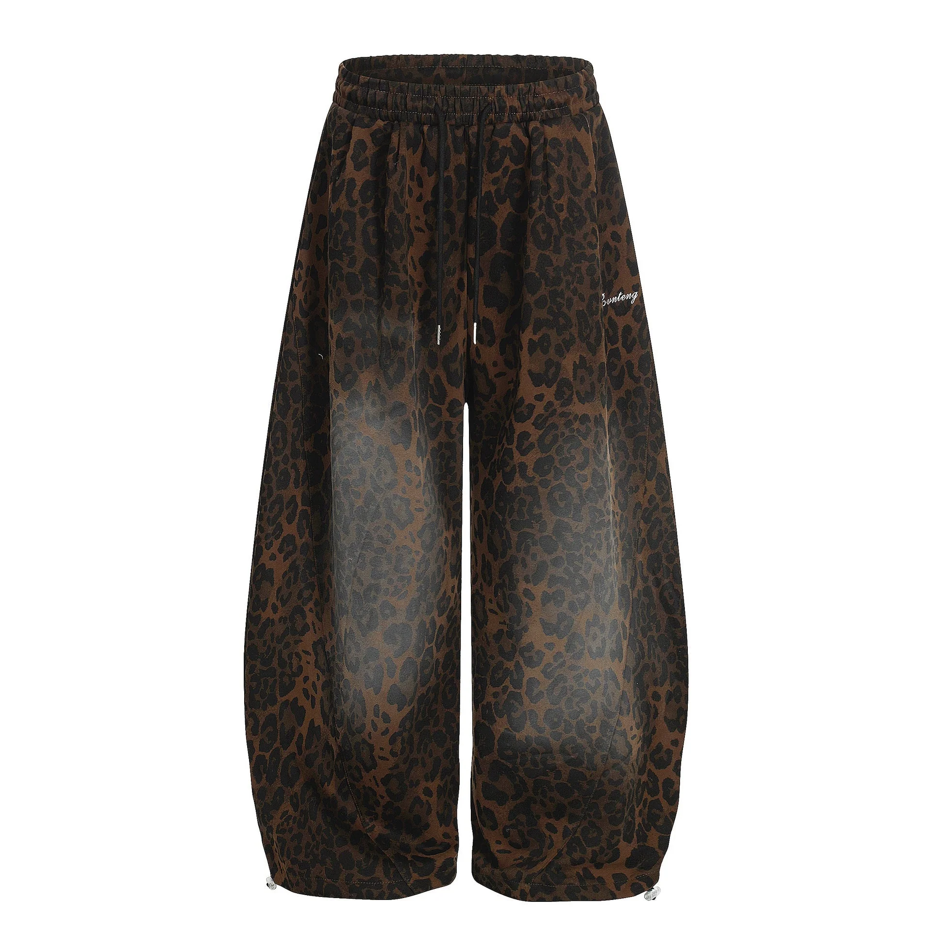 Leopard Print Adjustable Hem Barrel Pants - Image 10
