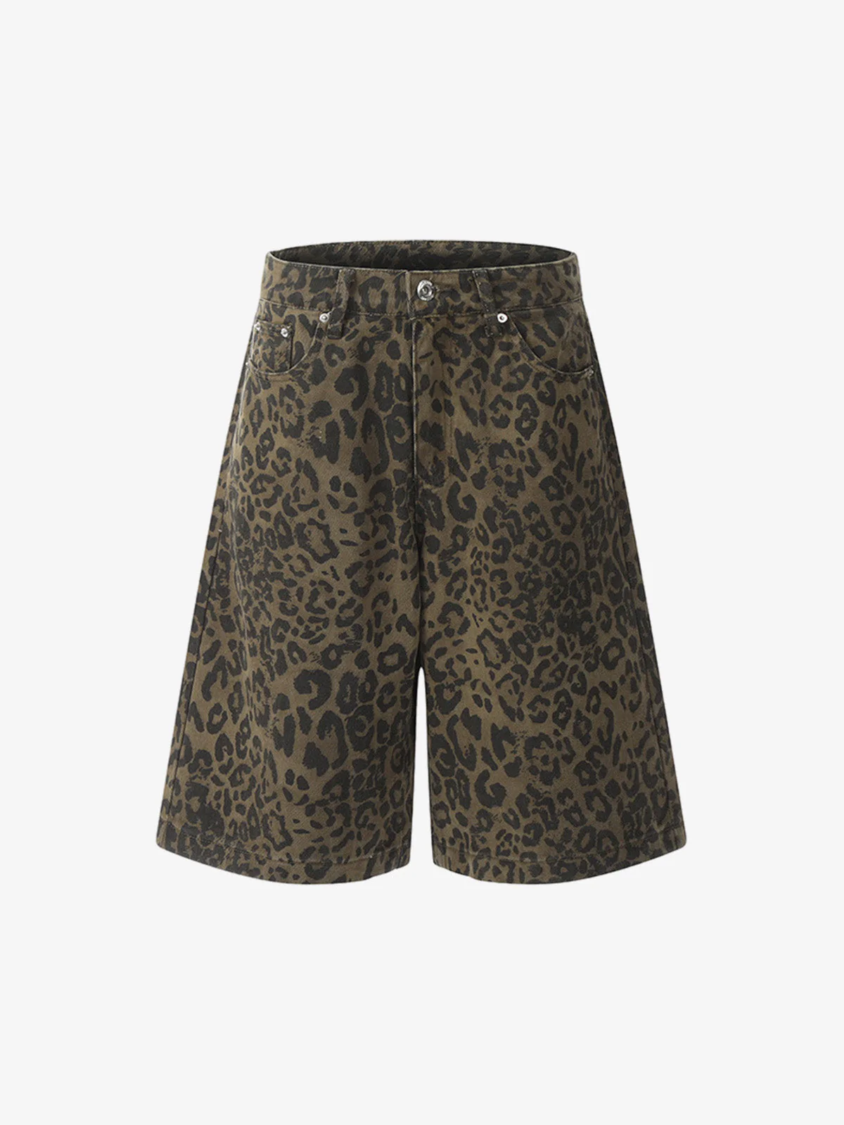 Leopard Print Cotton Wide Leg Jorts