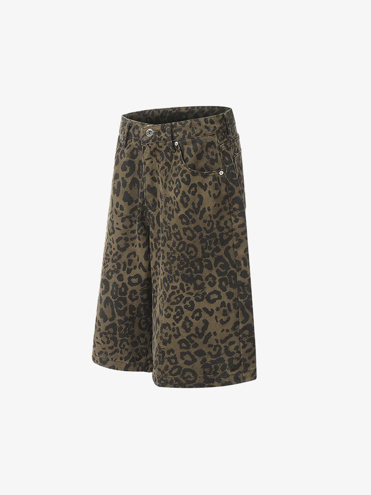 Leopard Print Cotton Wide Leg Jorts - Image 3