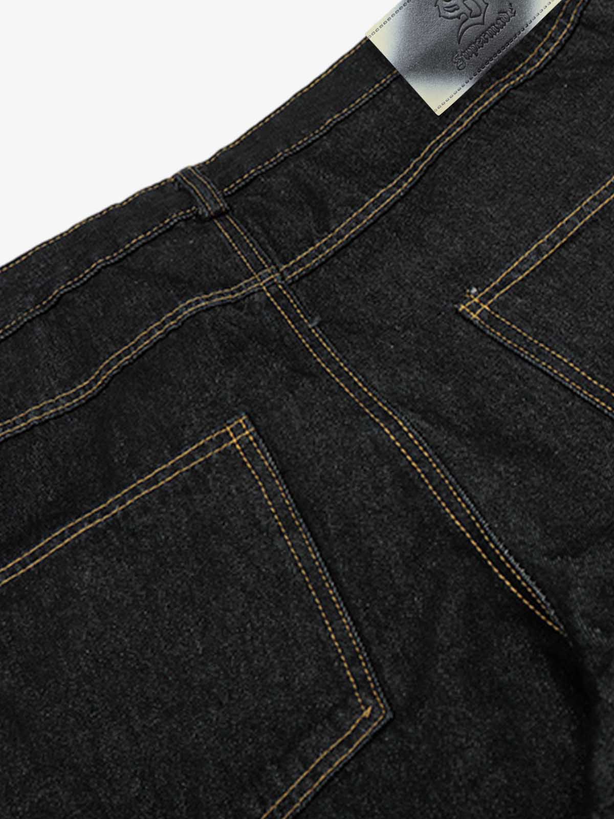 Leopard Print Trim Washed Jeans - Image 8