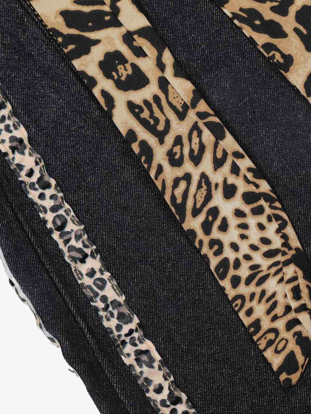 Leopard Side Panel Tie Belt Denim Barrel Jeans - Image 6