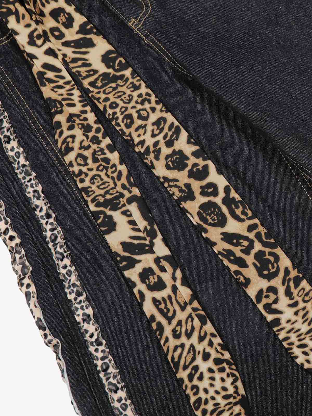 Leopard Side Panel Tie Belt Denim Barrel Jeans - Image 7