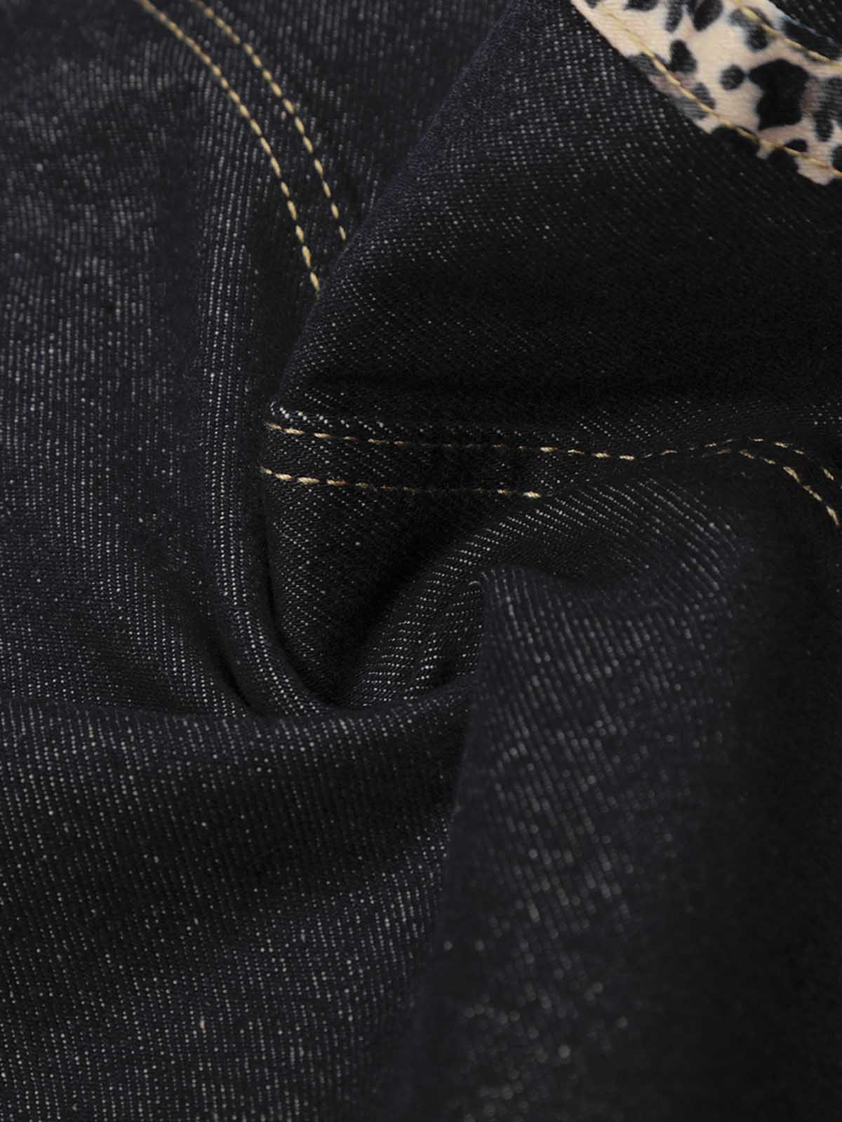 Leopard Side Panel Tie Belt Denim Barrel Jeans - Image 8