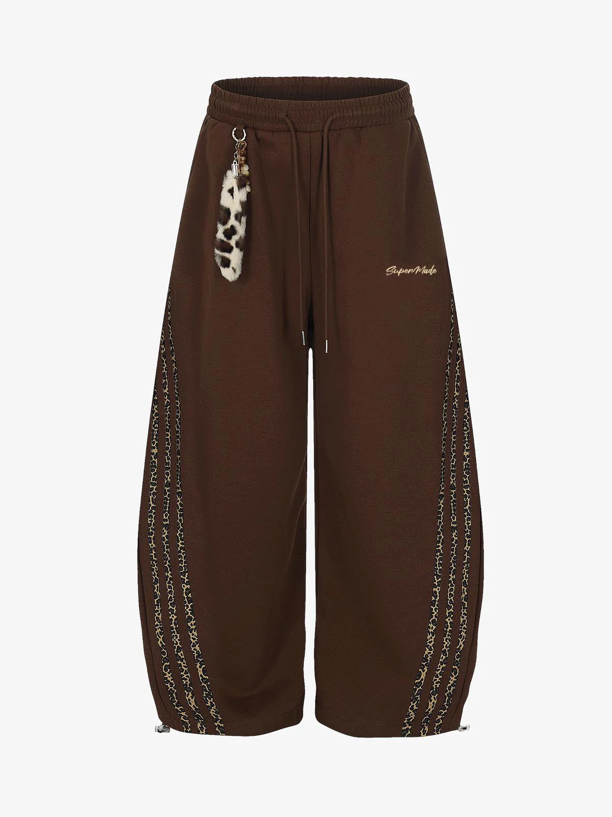 Leopard Stripe Charm Wide Leg Drawstring Sweatpants - Image 2
