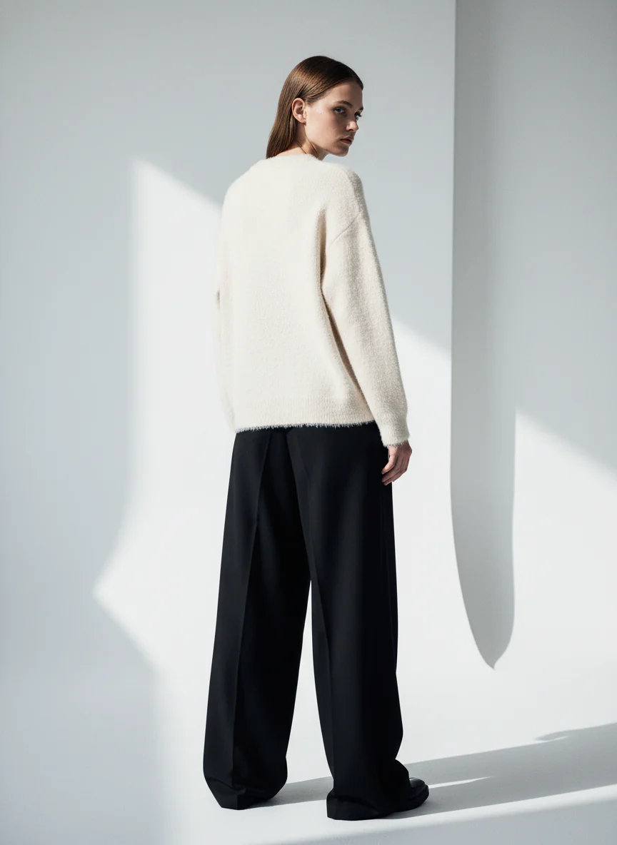 Letter Embroidery Round Neck Casual Sweater - Image 4