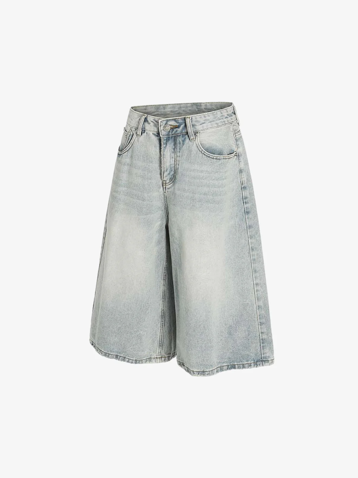 Light Wash Loose Fit Denim Jorts - Image 3