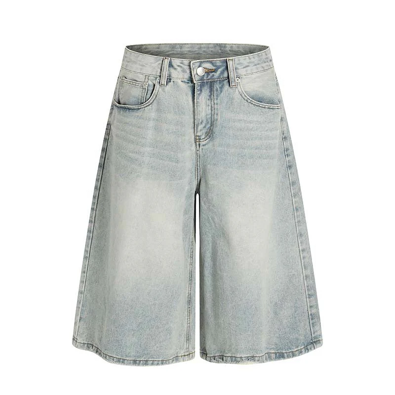 Light Wash Loose Fit Denim Jorts - Image 9