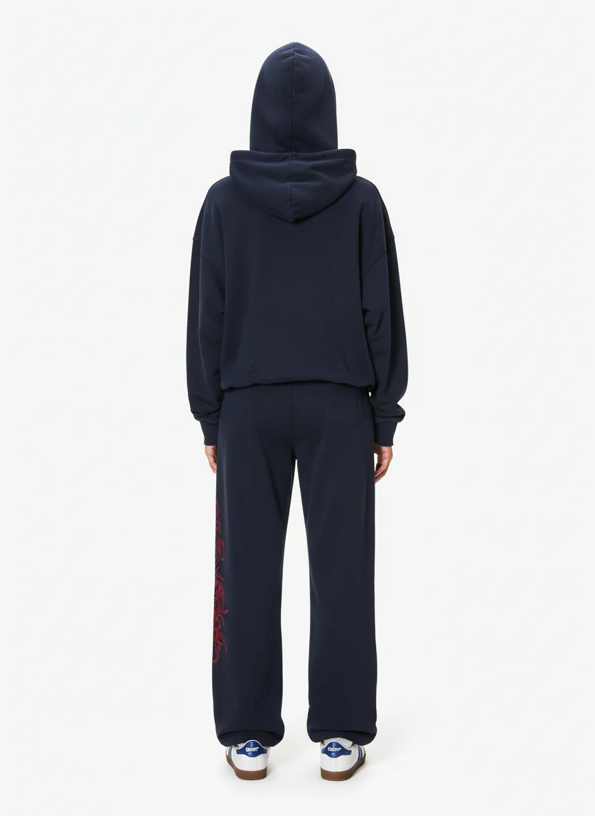 Line-Embroidered Printed Relaxed-Fit Casual Sweatpants - Image 2