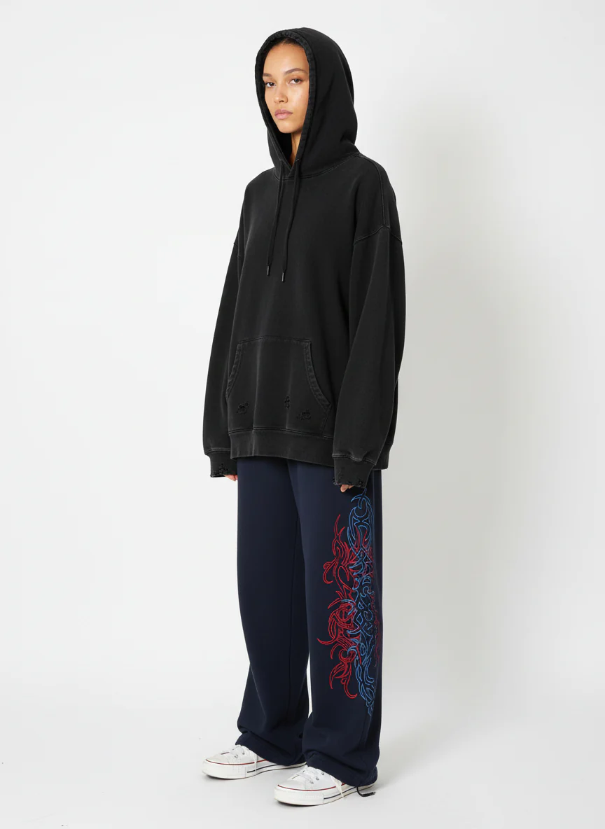 Line-Embroidered Printed Relaxed-Fit Casual Sweatpants - Image 3