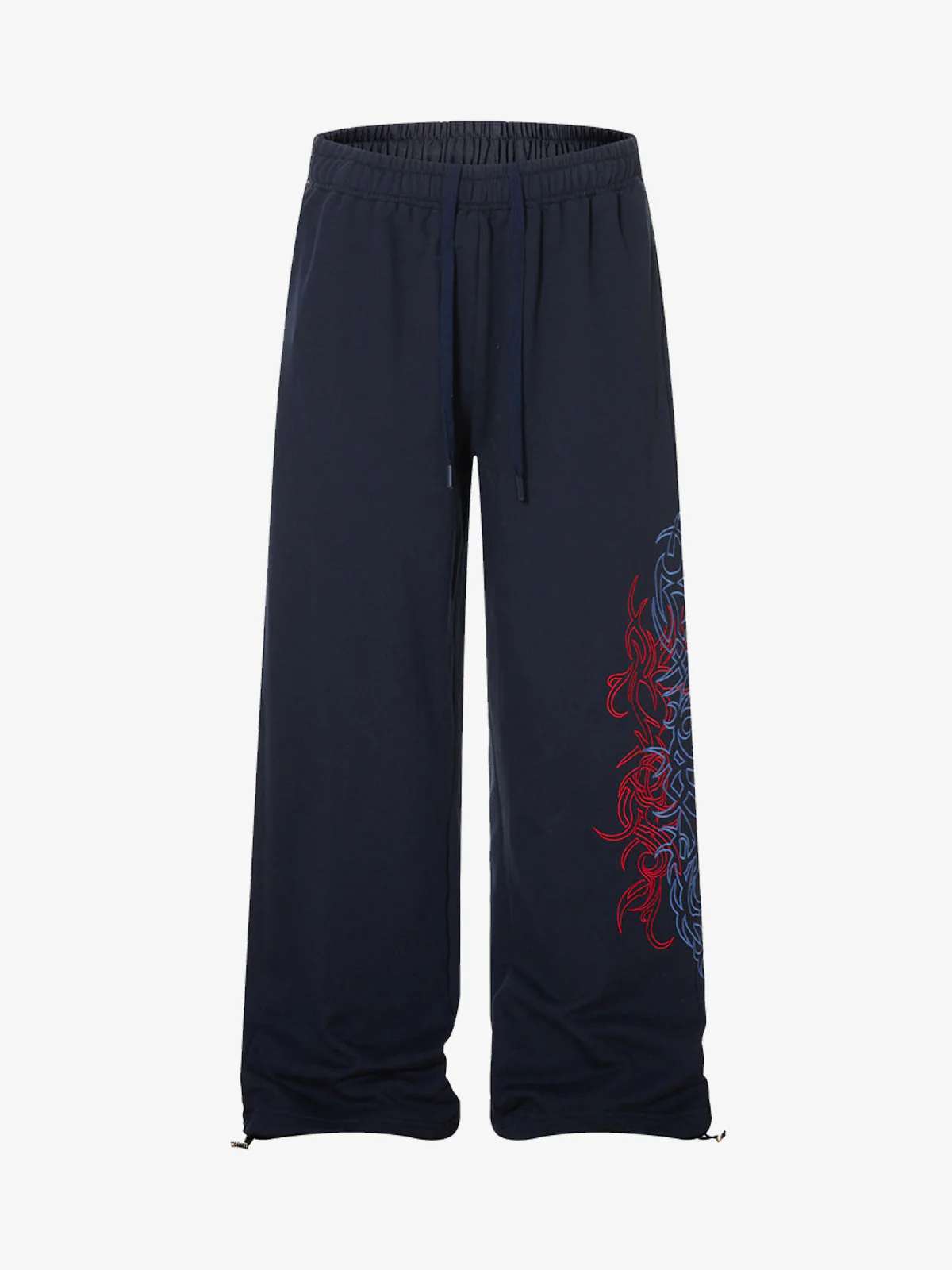 Line-Embroidered Printed Relaxed-Fit Casual Sweatpants - Image 4