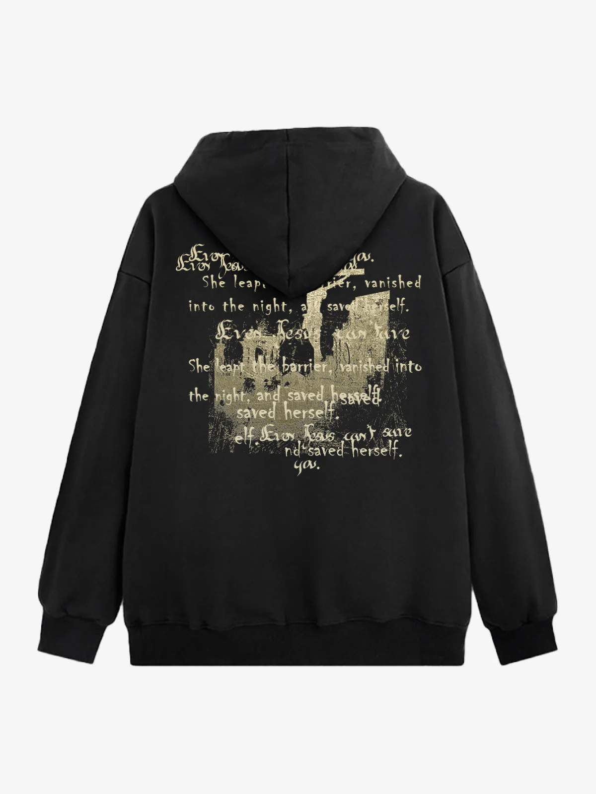 Metallic Script Letter Cross Graphic Hoodie - Image 4