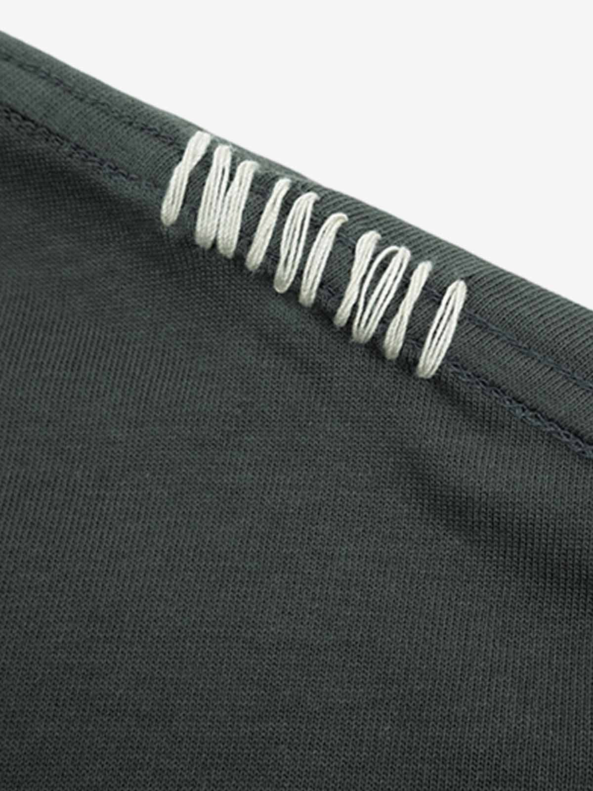 Minimal Exposed Stitch Design T-Shirt - Image 6