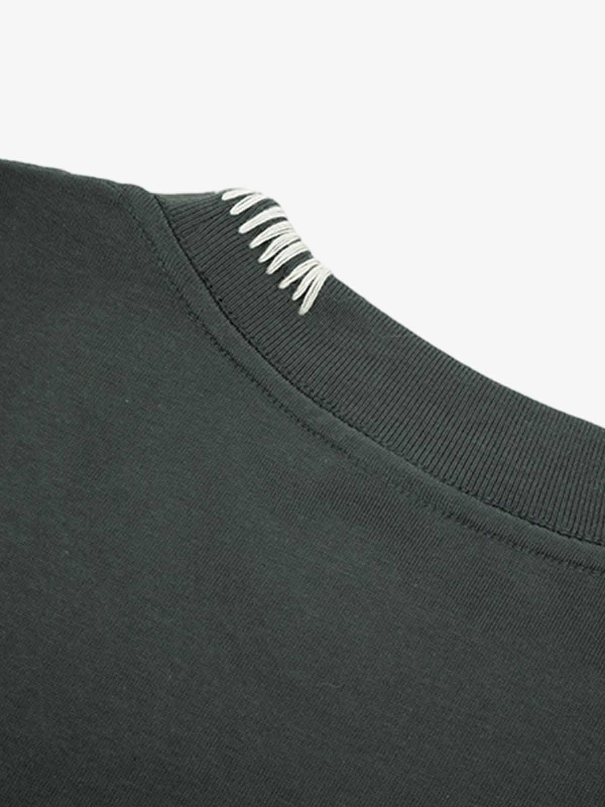Minimal Exposed Stitch Design T-Shirt - Image 7