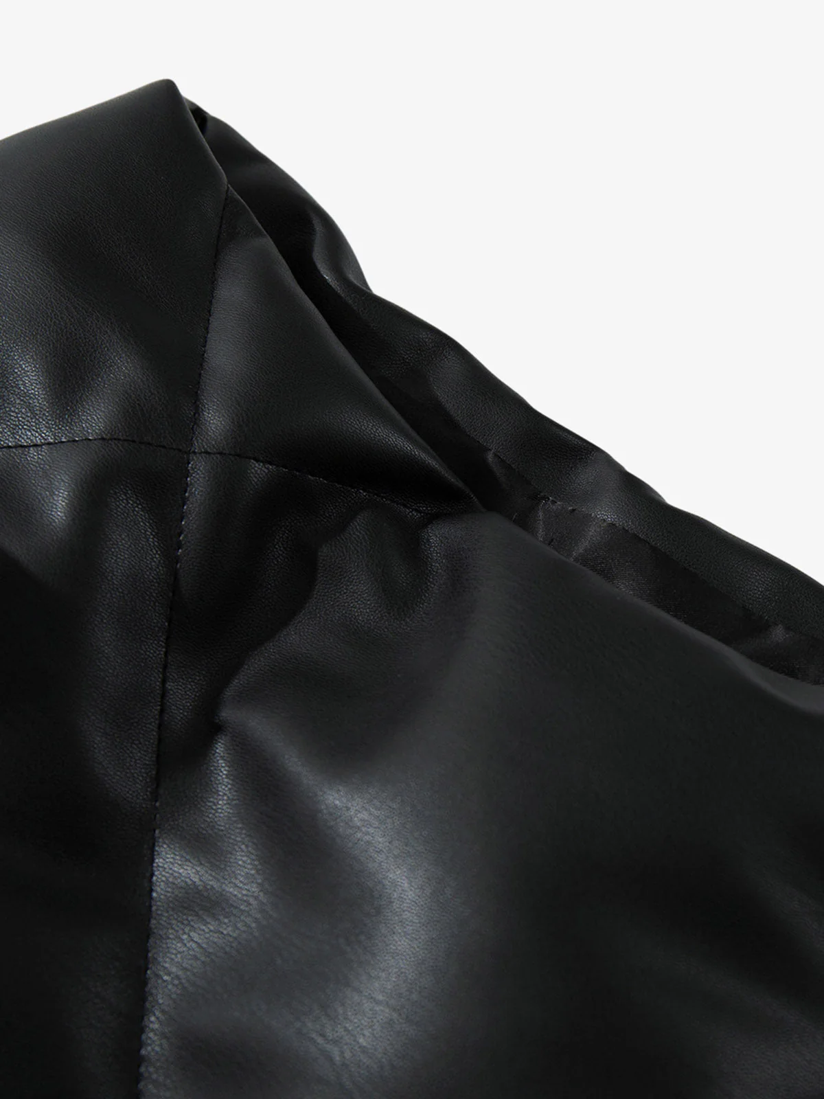 Minimalist Faux Leather Stand Collar Puffer Vest - Image 12