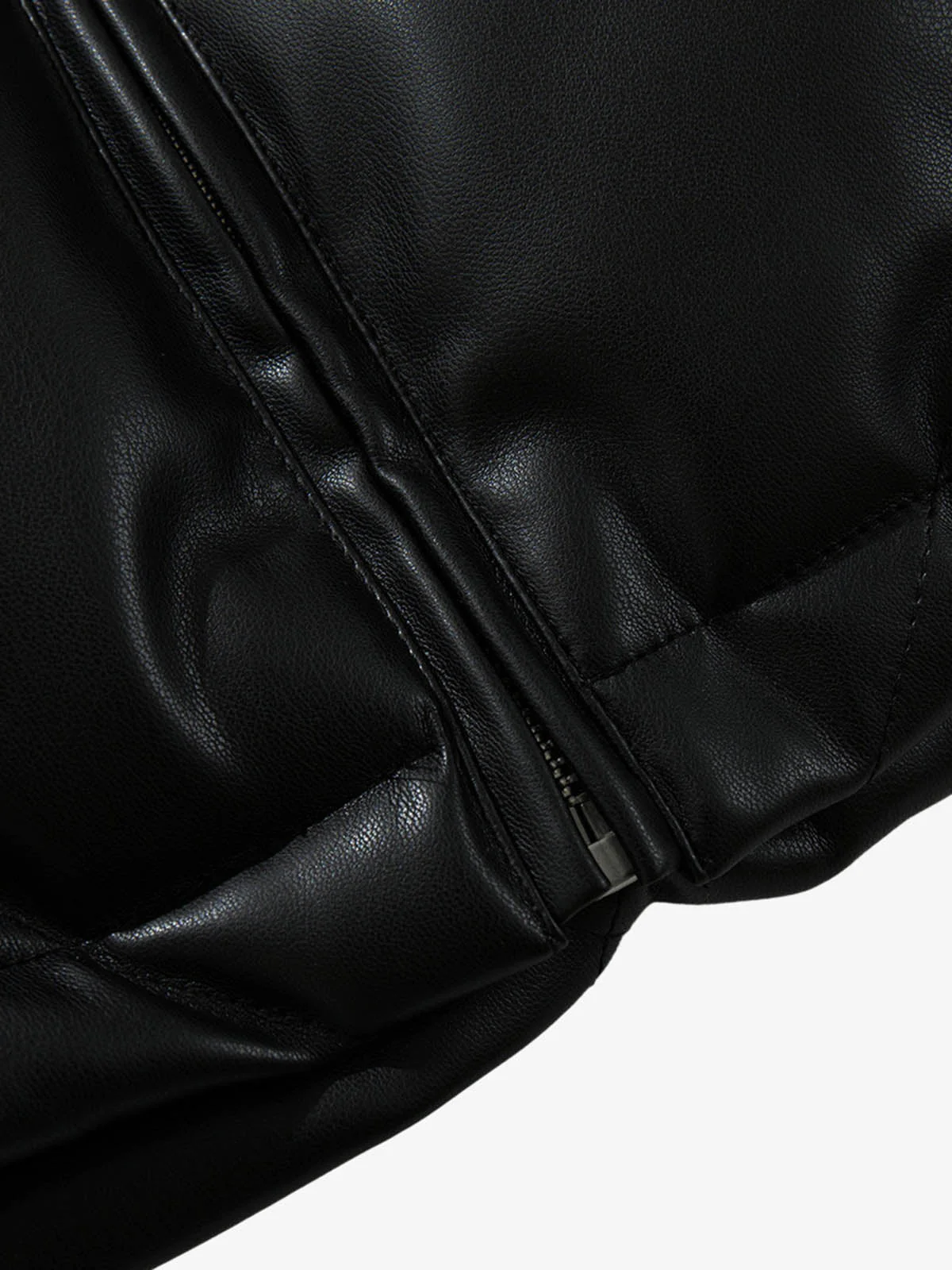 Minimalist Faux Leather Stand Collar Puffer Vest - Image 13
