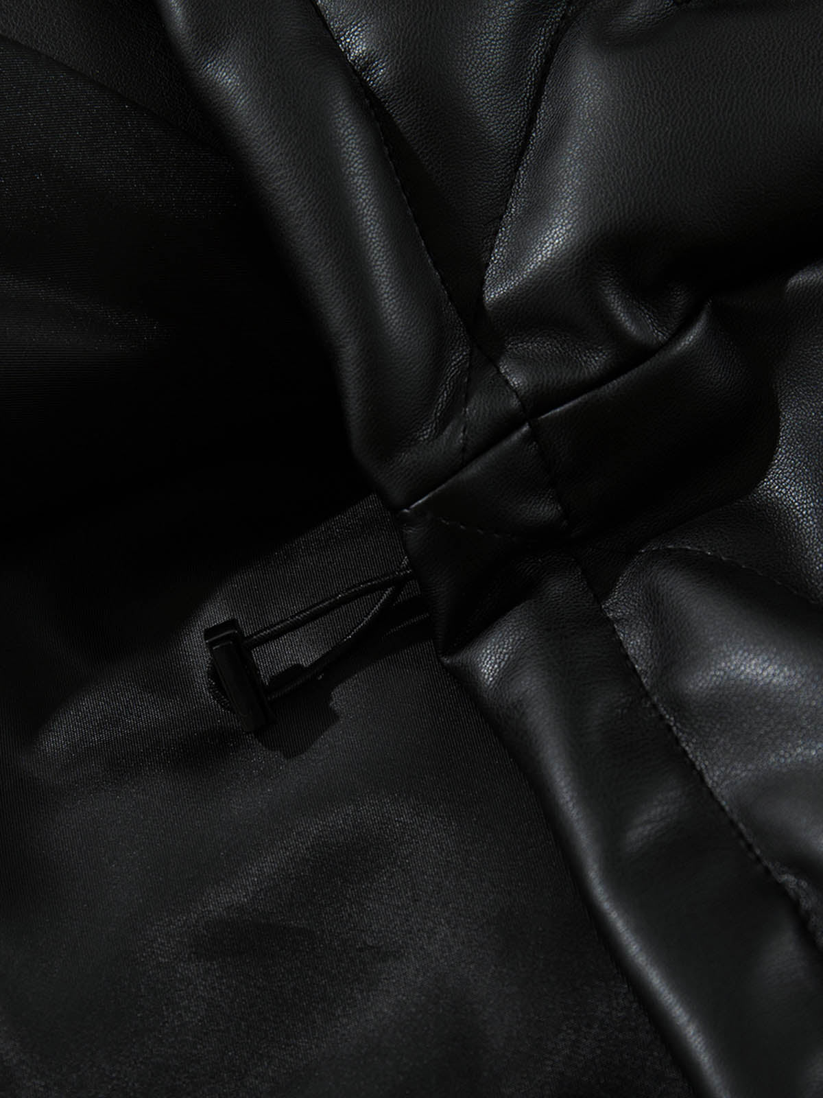 Minimalist Faux Leather Stand Collar Puffer Vest - Image 14