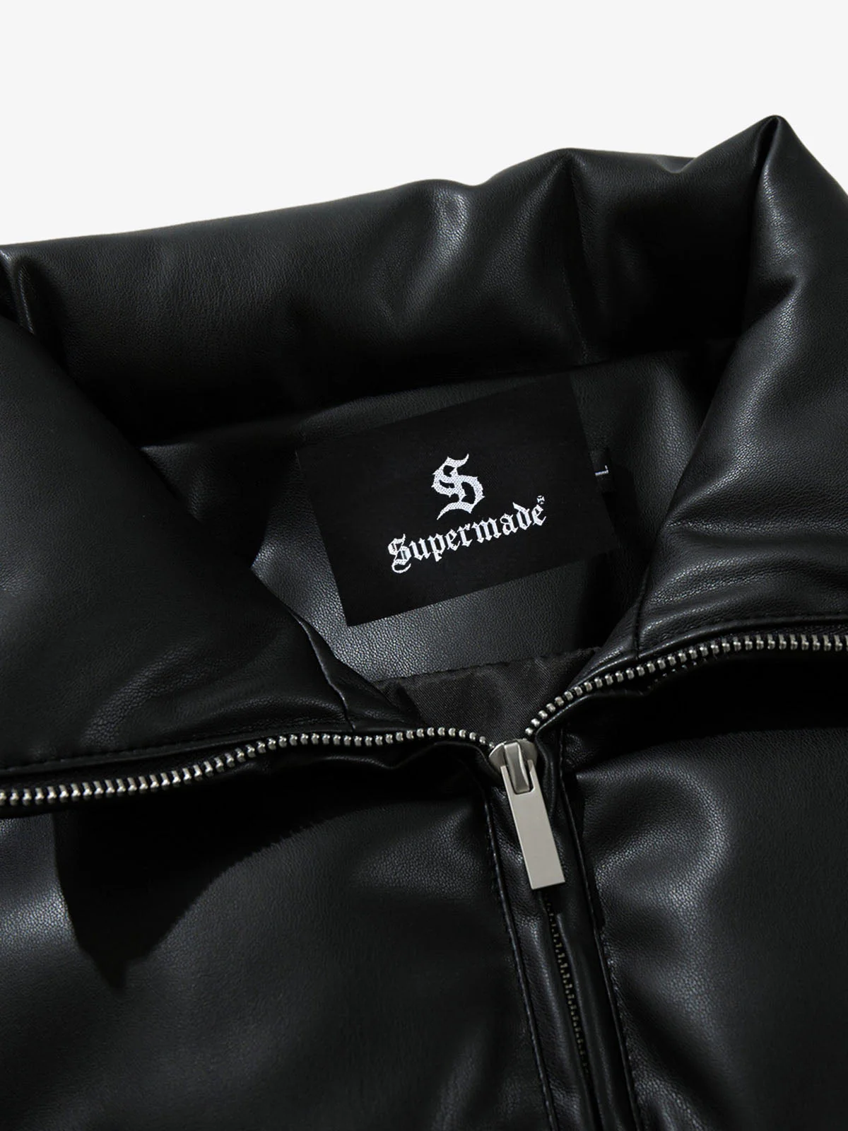 Minimalist Faux Leather Stand Collar Puffer Vest - Image 17