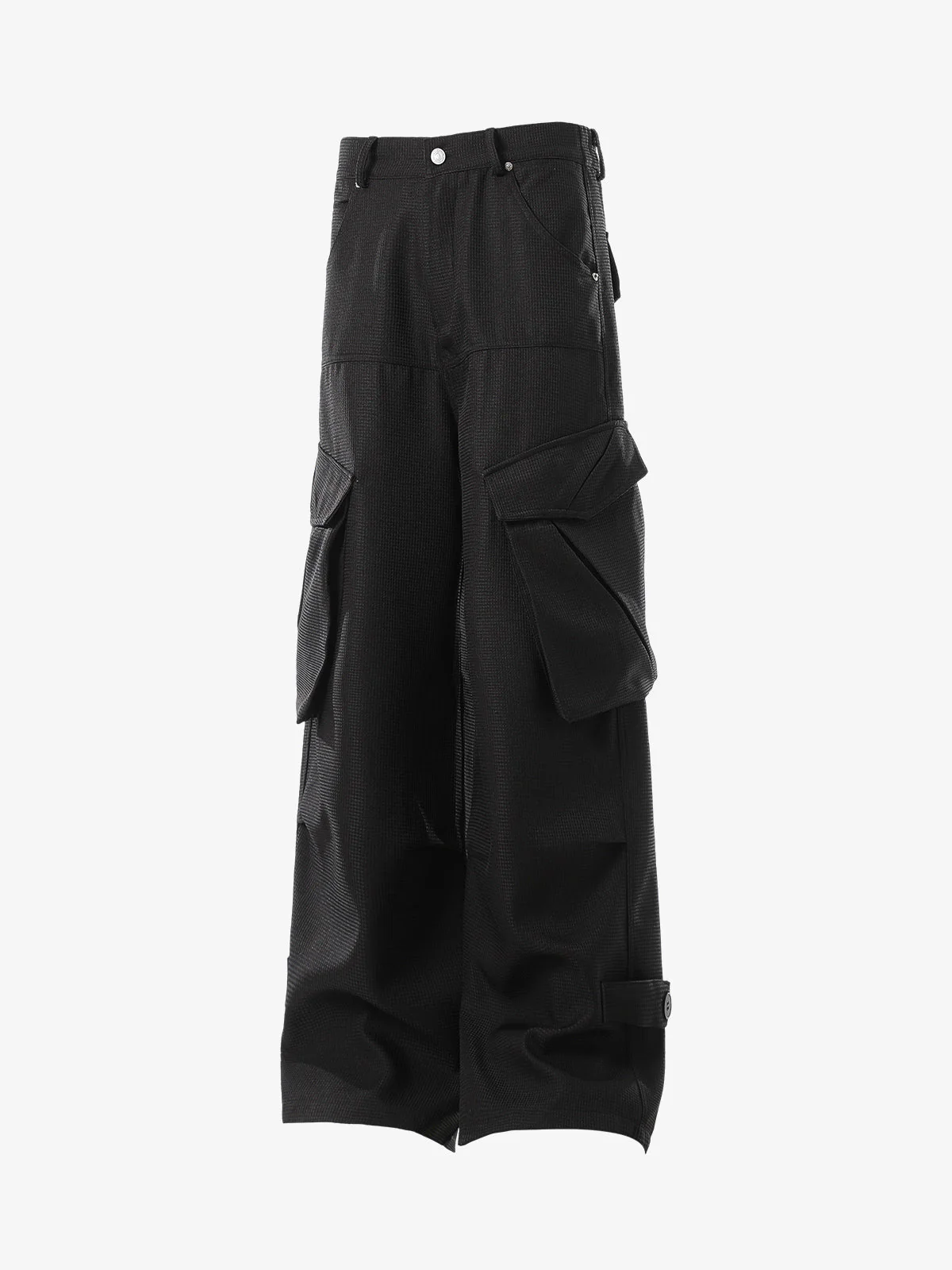Multi-Pocket Textured Fabric Flared Pants - Image 2