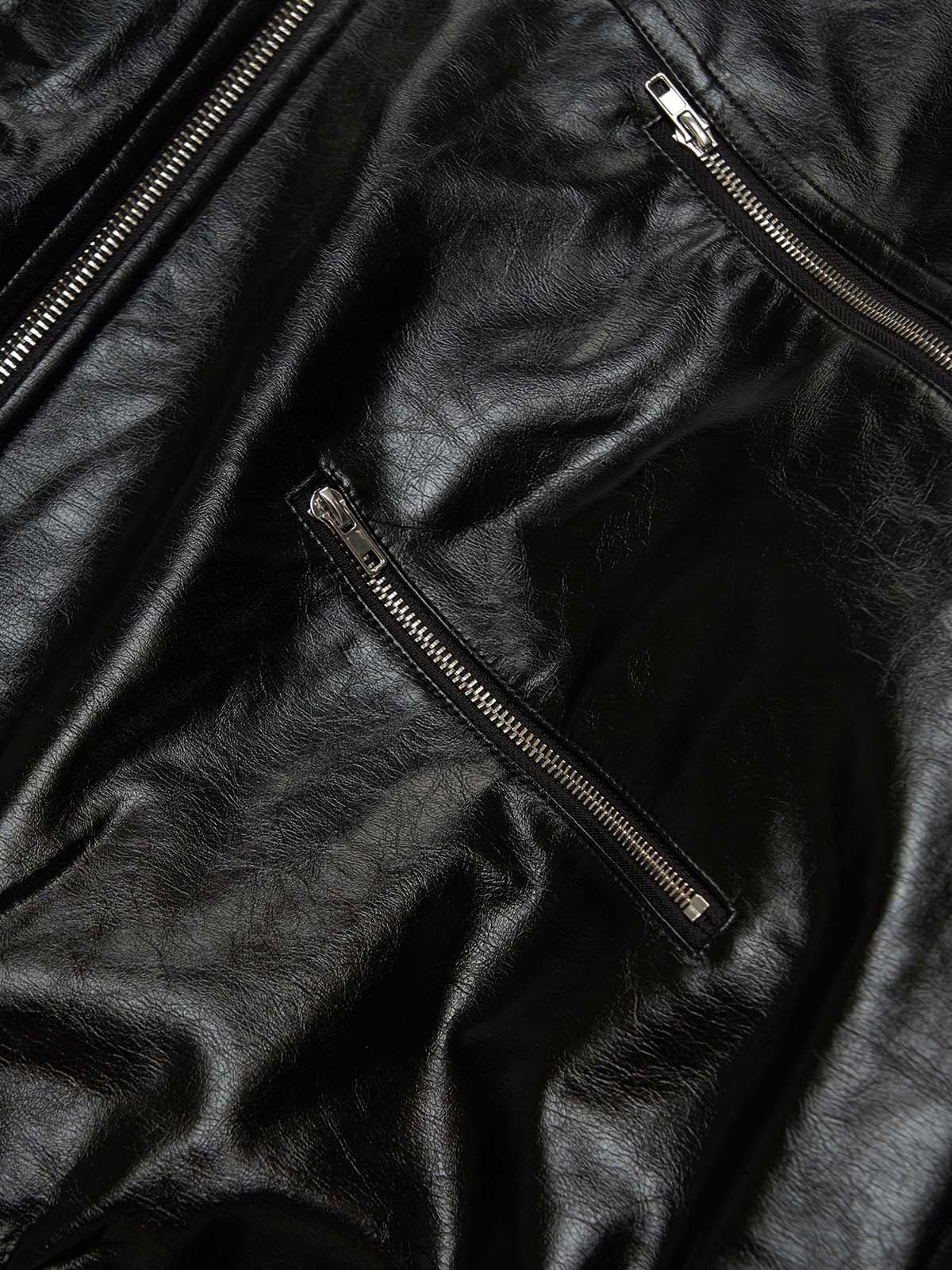 Multi-Zip Fur Hooded Leather Jacket - Image 10