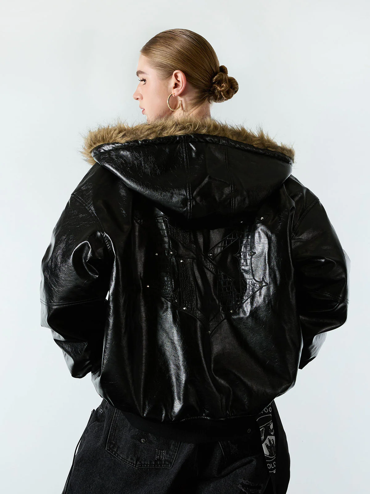 Multi-Zip Fur Hooded Leather Jacket - Image 6