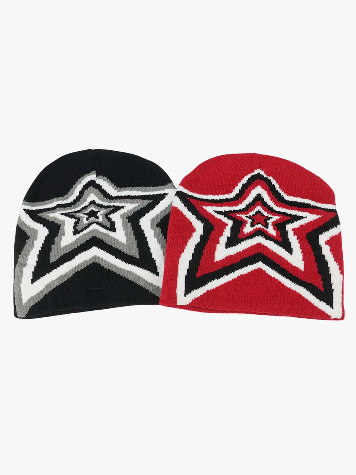 Multiclolor Star Pattern Knit Beanie Hat - Image 10