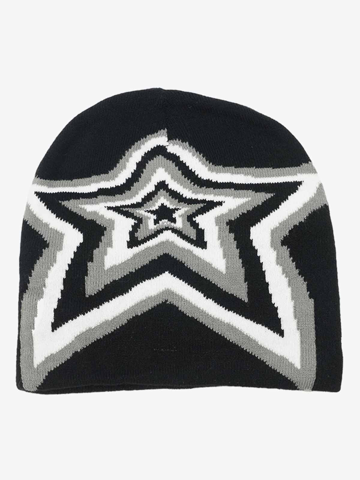 Multiclolor Star Pattern Knit Beanie Hat - Image 11