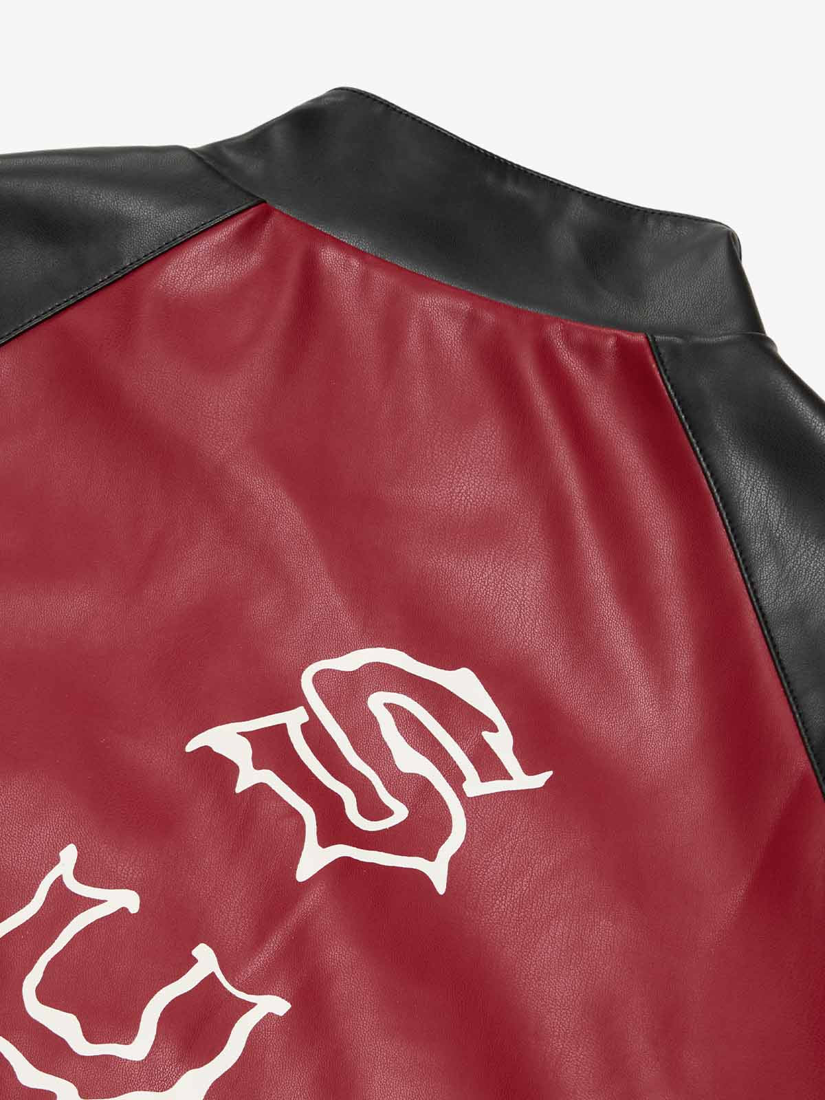 Original Contrast Color Leather Jacket - Image 11