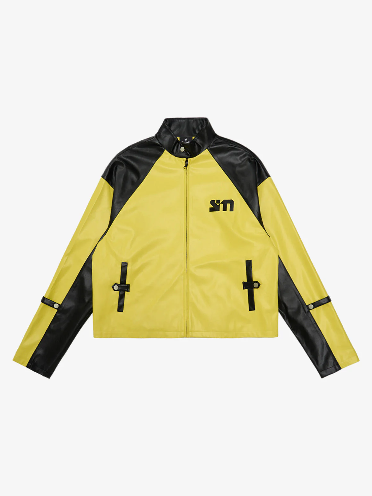 Original Contrast Color Leather Jacket - Image 2