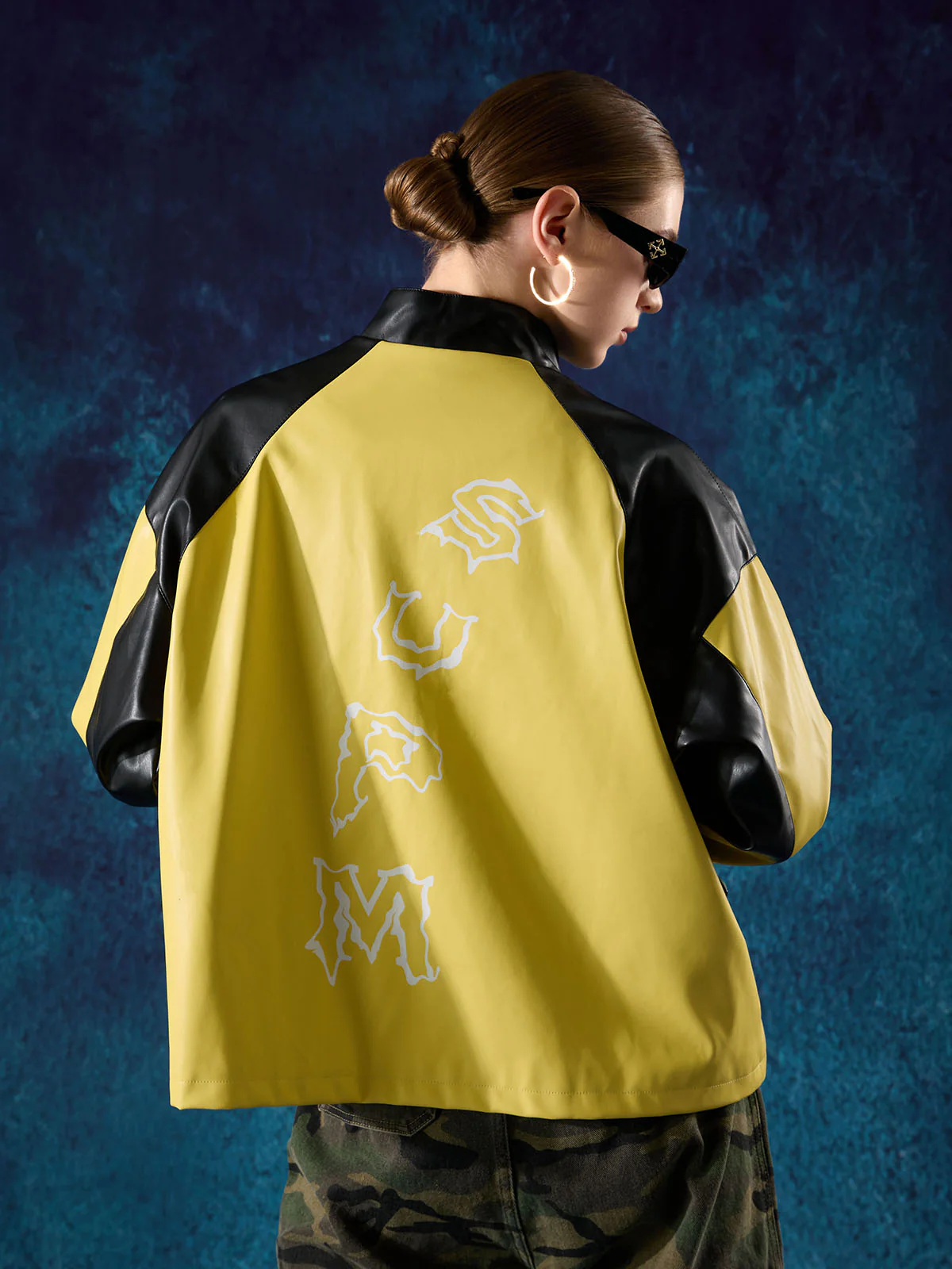 Original Contrast Color Leather Jacket - Image 7