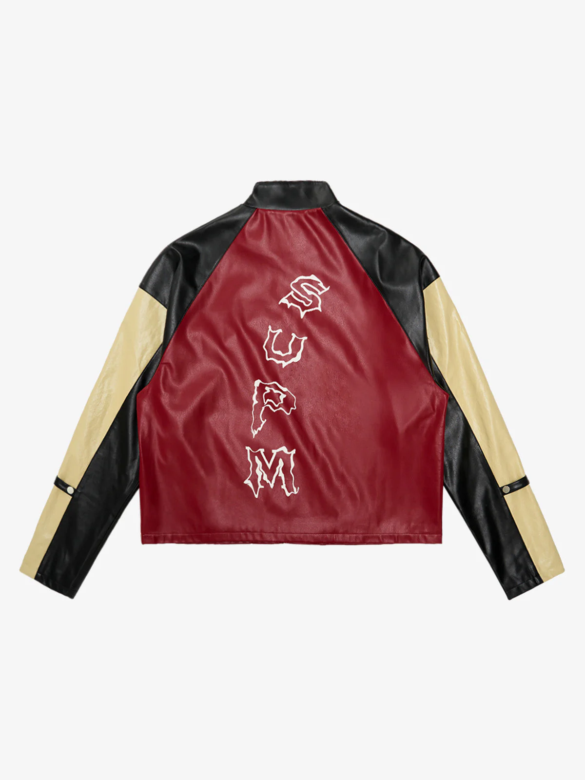 Original Contrast Color Leather Jacket - Image 9
